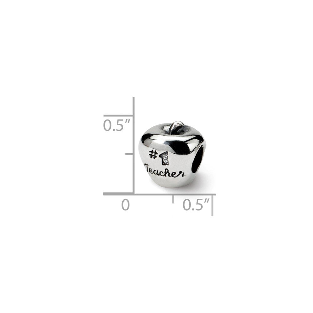 #1 Sterling Silver Apple Bead Charm for Teachers - Perfect for Gifts, Jewelry Making & Appreciation Day