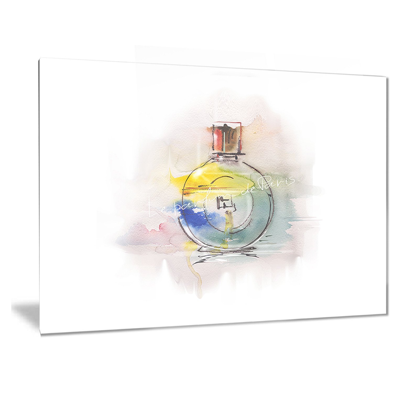 Designart Perfume Bottle Metal Wall Art - Contemporary Home Decor - 40x30 Inches - Perfect for Living Room, Bedroom & Office Decor