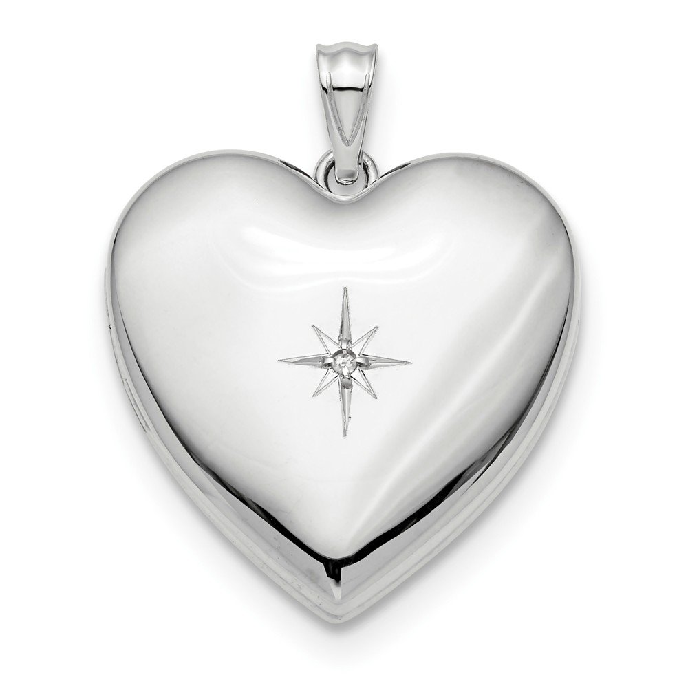 Sterling Silver Rhodium-Plated 24mm Star Design Ash Holder Heart Pendant Necklace - Perfect for Gifts, Weddings & Special Occasions