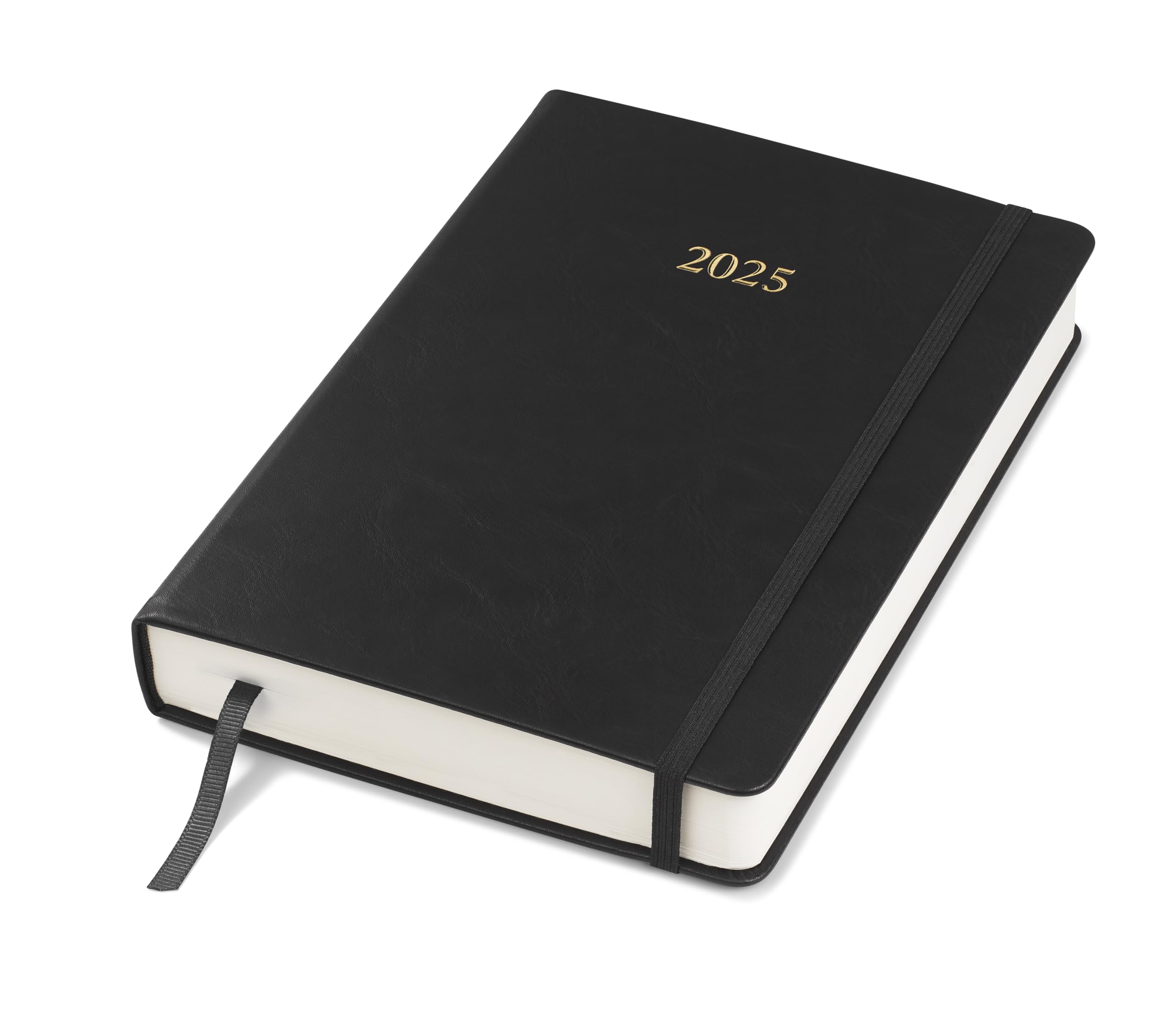 Wykeham's Executive 2025 Daily Planner & Journal - Customizable Leather Cover, 8.5
