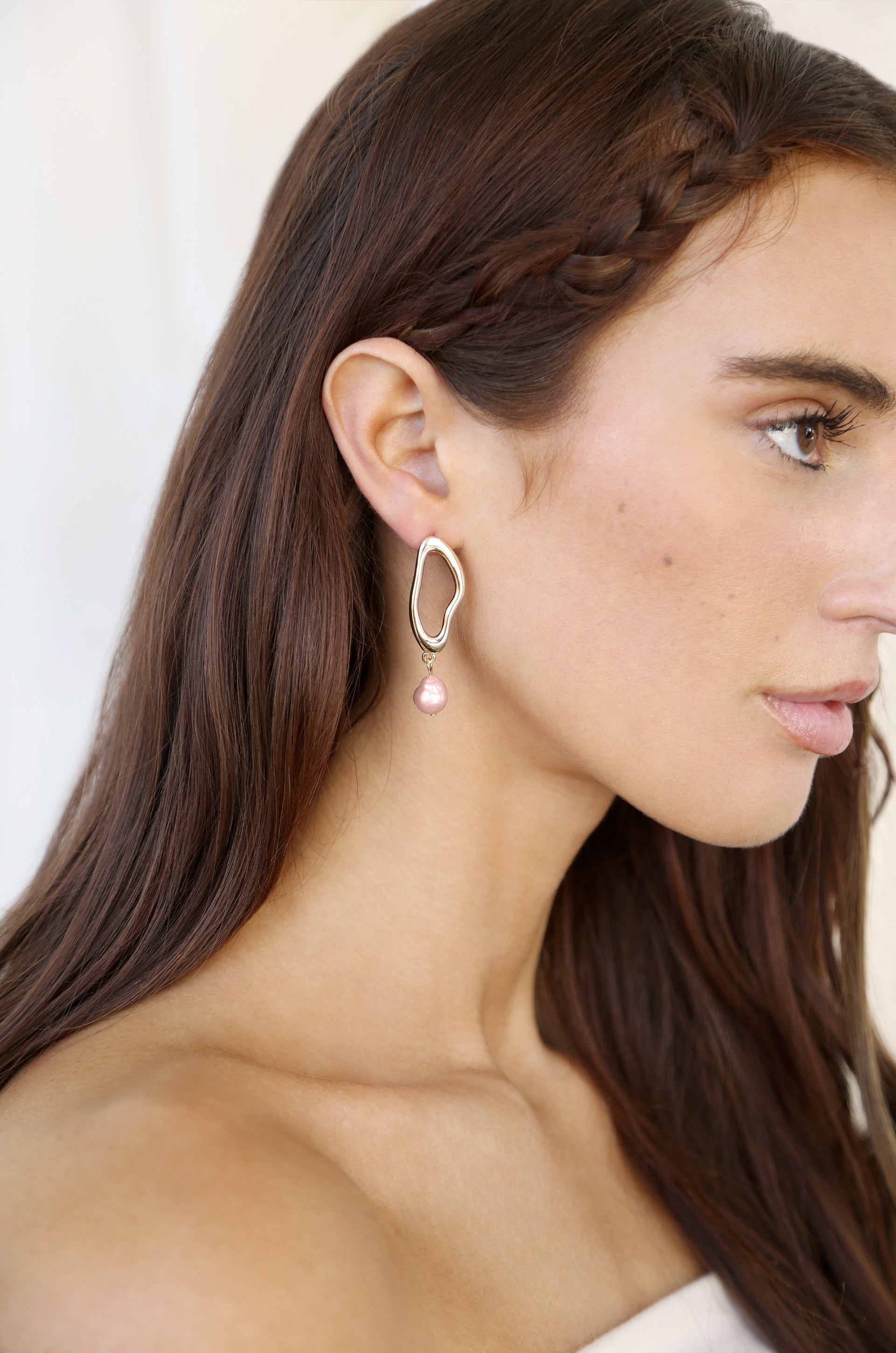 Open Circle Freshwater Pearl Earrings - Elegant Dangle Earrings for Women, Perfect for Weddings, Parties & Special Occasions