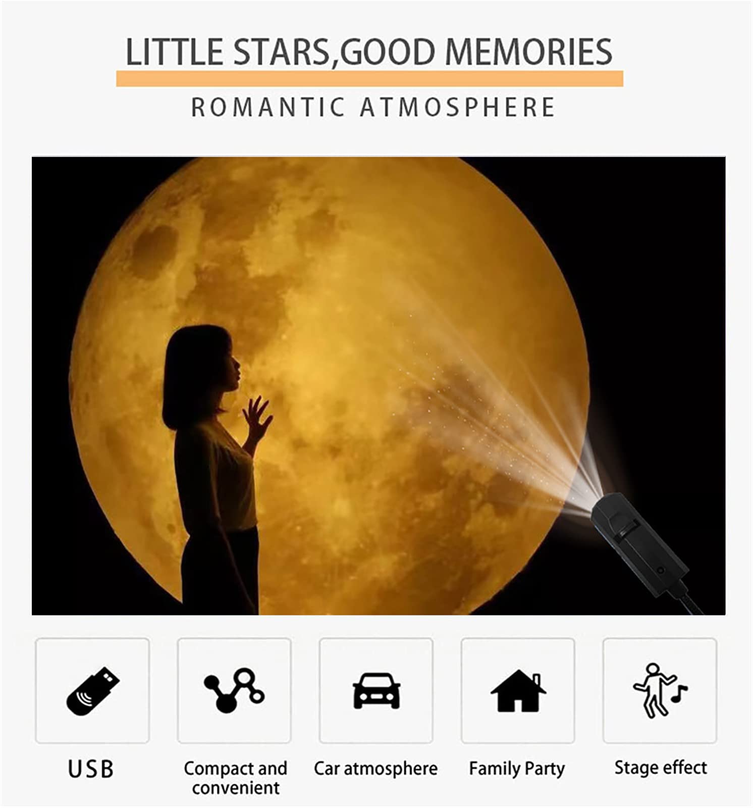 360° Moon Earth Astronaut Lamp Projector - USB Rechargeable Night Light with 3 Lighting Modes, Romantic Star Projection for Bedroom Decor, Selfie Background & Relaxation | Perfect for Kids Room, Date Nights & Home Ambiance