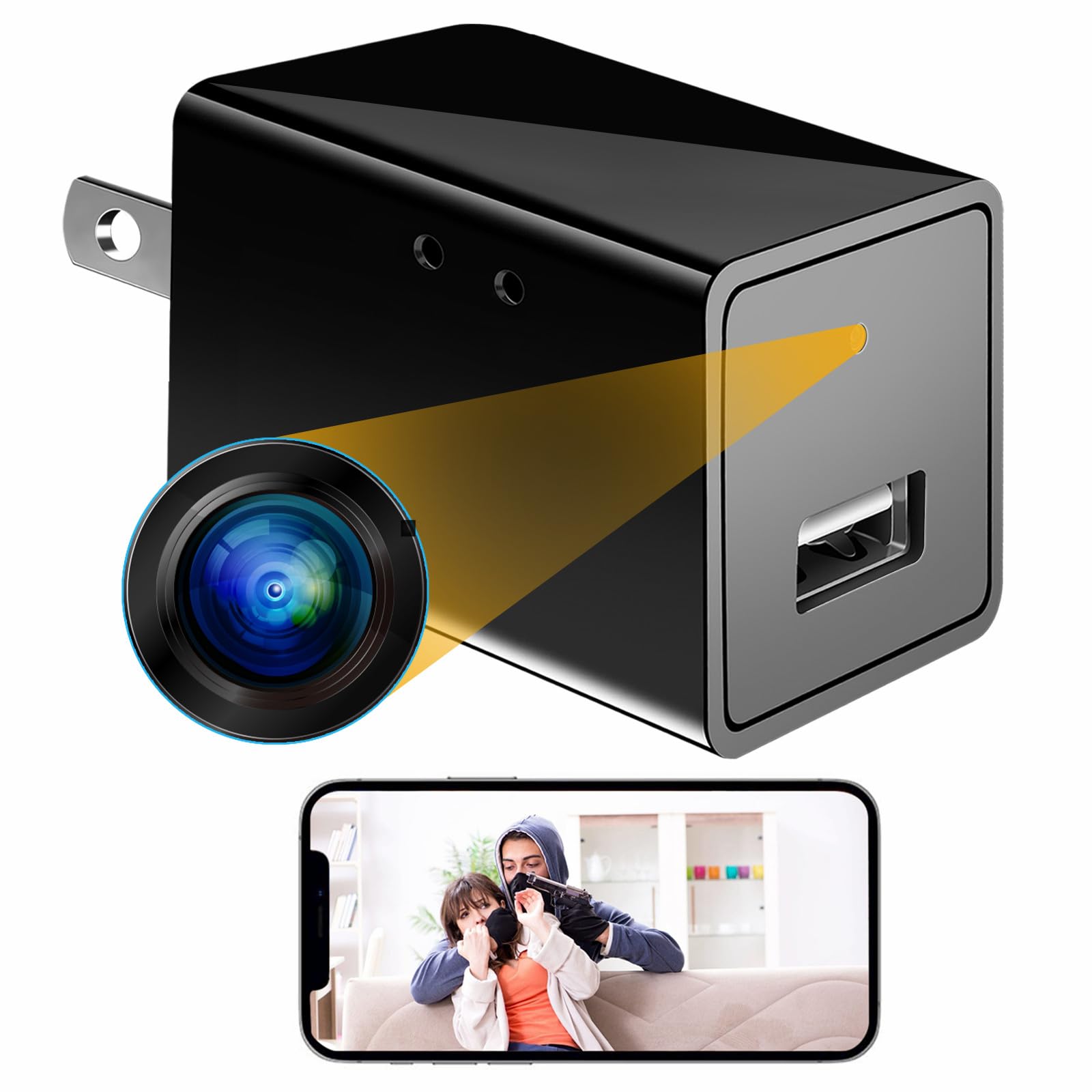 1080P WiFi Hidden Spy Camera - Mini USB Charger Security Camera with Motion Detection & Remote App Control | Wireless Home Surveillance, Nanny Cam for Baby Monitoring, Pet Watching & Office Security
