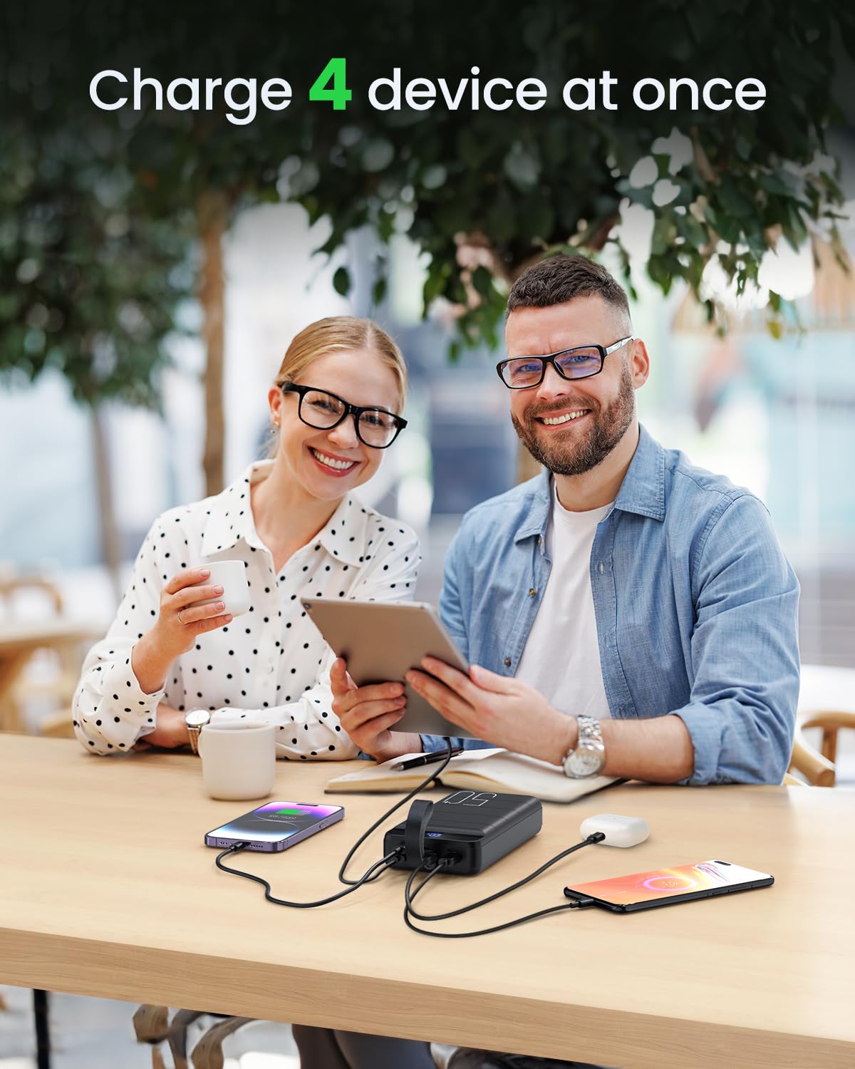 **50000mAh Power Bank Fast Charging 22.5W - Portable USB C Quick Charger with 4 Outputs & 3 Inputs, LED Display, High Capacity External Battery Pack for iPhone, Samsung, iPad, Laptops - Perfect for Travel, Camping, and Emergency Backup**