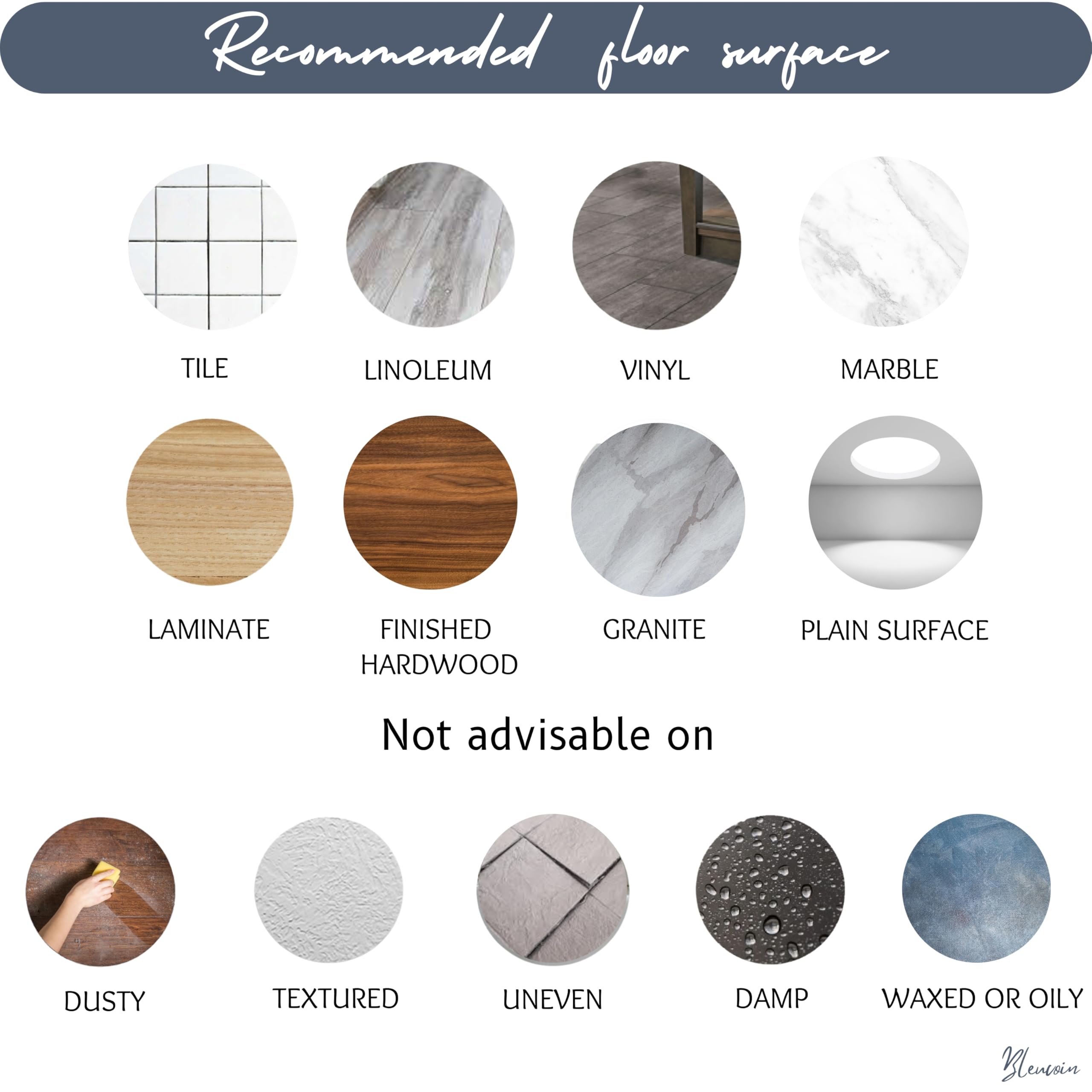 Bleucoin Dallas Anti-Slip Peel and Stick Floor Tile Stickers - Water-Resistant & Removable Vinyl Flooring for Bathroom, Kitchen, Laundry Room (12 Pack, 12.75
