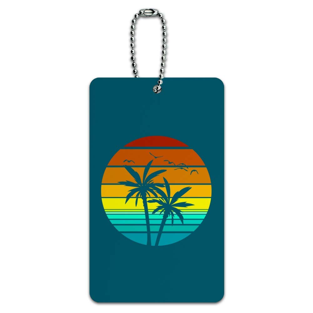 Stylish Sunset Palm Tree Design Luggage Tag - Durable Suitcase ID Tag for Travel & Carry-On Bags - Perfect for Vacation, Beach Trips & Tropical Getaways