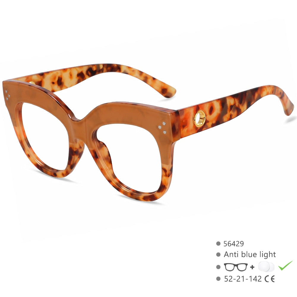 CCspace Women's Full Rim Cat Eye PC Plastic Eyeglasses Frame 56429 - Stylish Reading Glasses for Women, Fashion Eyewear for Office, Driving & Daily Use