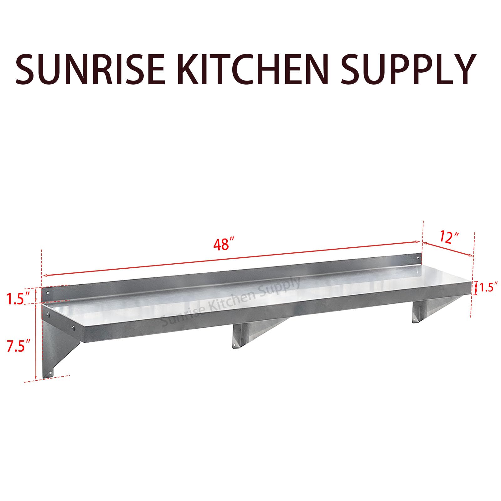 NSF Certified 430 Stainless Steel Wall Shelf - Commercial Grade Kitchen Storage (12