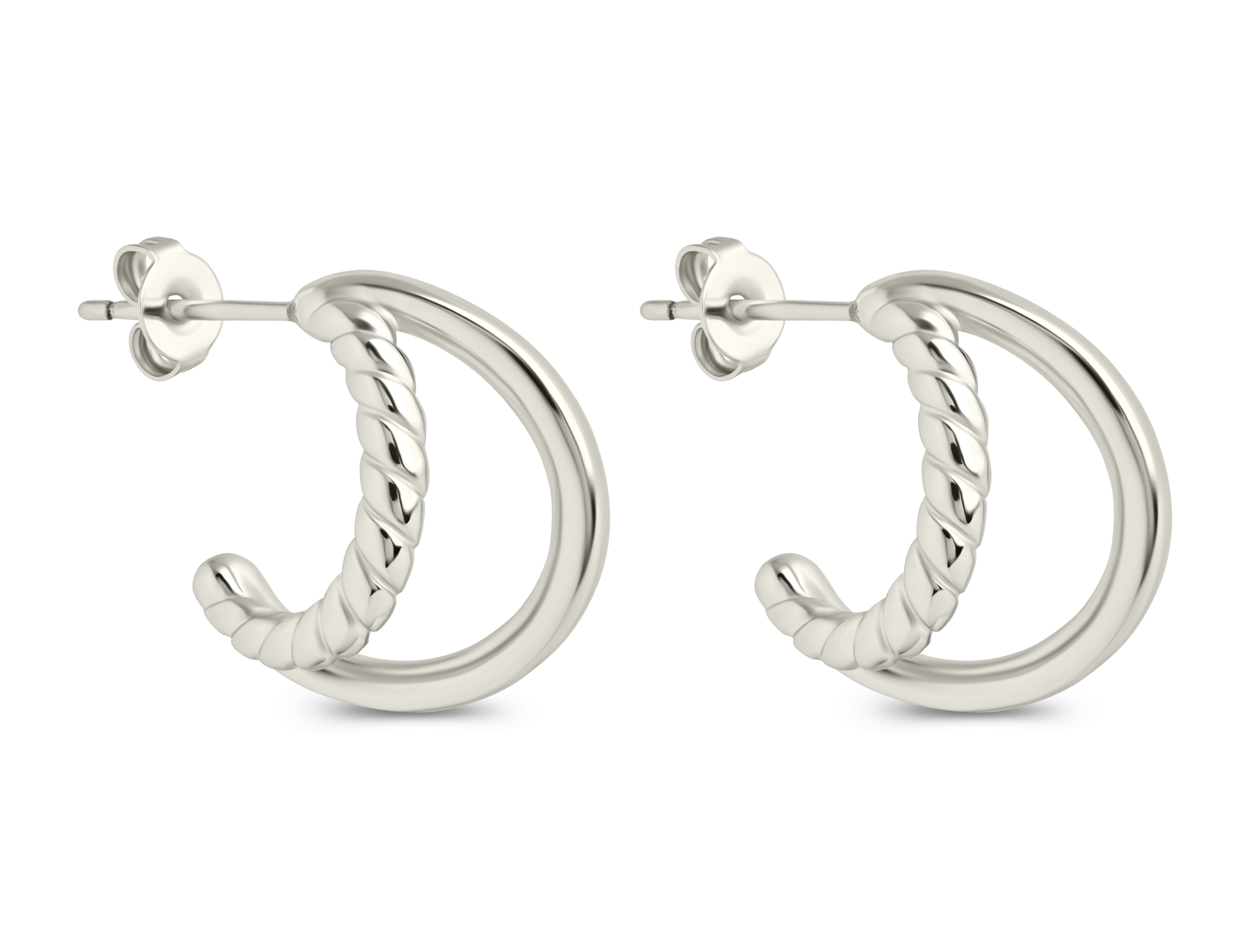 Arcadia Double Row Huggie Hoop Earrings for Women - 14K Gold Plated Small Hoops, Minimalist Everyday Jewelry Gift for Her | Perfect for Work, Date Night & Special Occasions