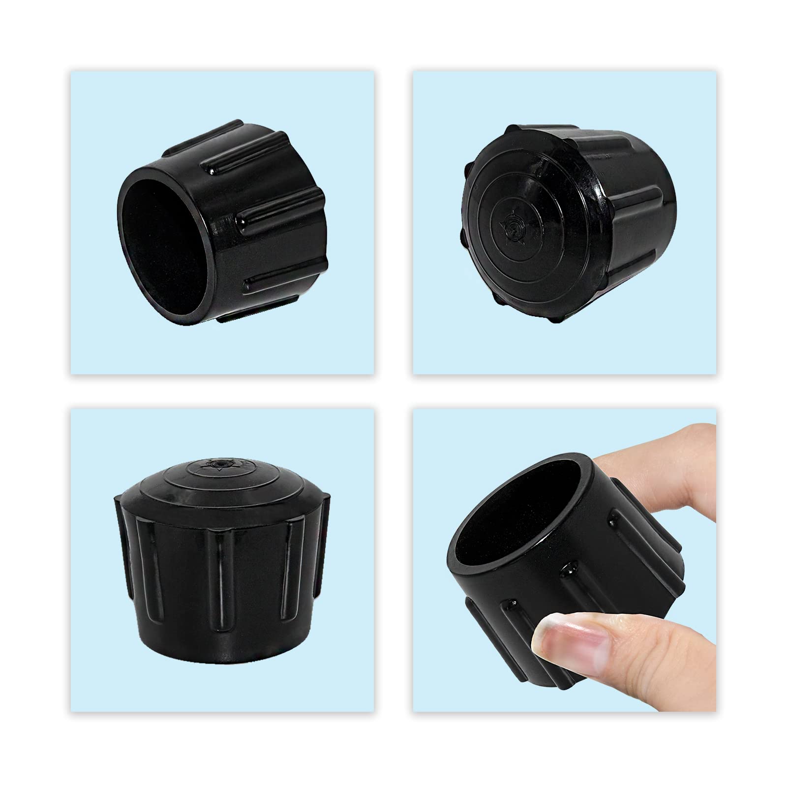 Flyshop 4PCS Non-Scratch Chair Leg Caps - Synthetic Rubber Furniture Protectors for Round Legs (Fits 1-3/8