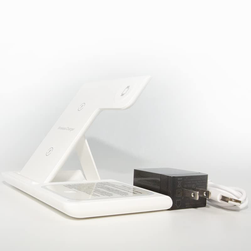 3-in-1 Qi Wireless Fast Charging Stand | Multi-Device Wireless Charger for iPhone, Android & AirPods | Includes Wall Adapter | Perfect for Home, Office & Nightstand Use