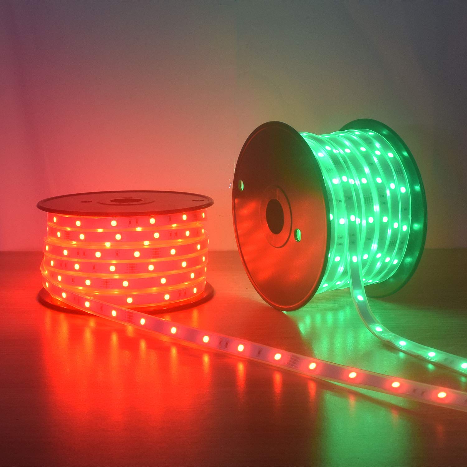 100ft Waterproof 24V LED RGB Strip Lights with Smart WiFi App Control - Works with Alexa, Music Sync - Indoor & Outdoor Use for Cabinets, Crown Molding, Patio, Rooftop Railings - Create Ambient Lighting for Home Decor & Parties