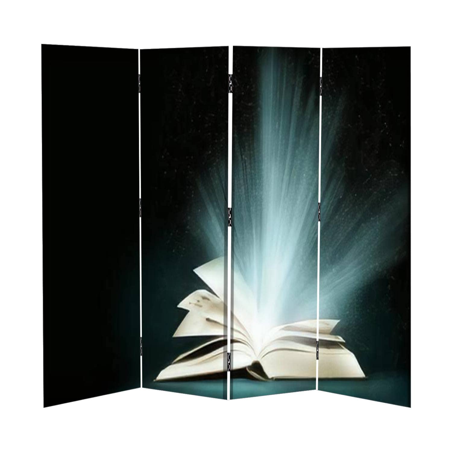4-Panel Canvas Room Divider Screen - Folding Privacy Partition with Decorative Light Rays Design | Perfect for Home Office, Studio, Bedroom & Temporary Wall Separation