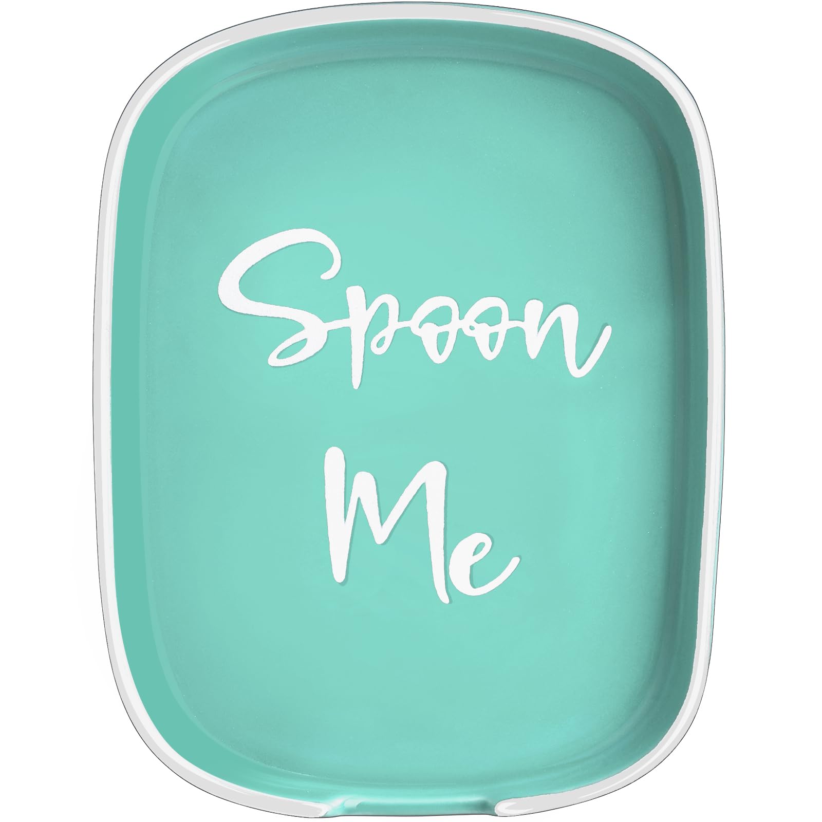 DAYYET Turquoise Ceramic Spoon Rest for Stove Top - Large Heat-Resistant Kitchen Utensil Holder - Teal Cooking Accessory for Countertop - Perfect for Cooking, Serving & Kitchen Decor