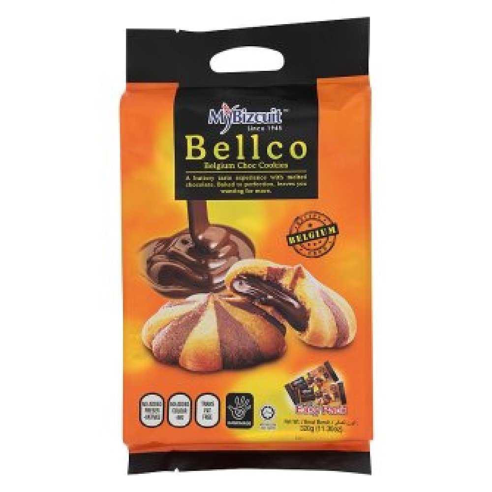 MyBizcuit Bellco Belgium Chocolate Cookies 320g (1 Pack) - Delicious Belgian Chocolate Cookies for Gifts, Parties & Coffee Time