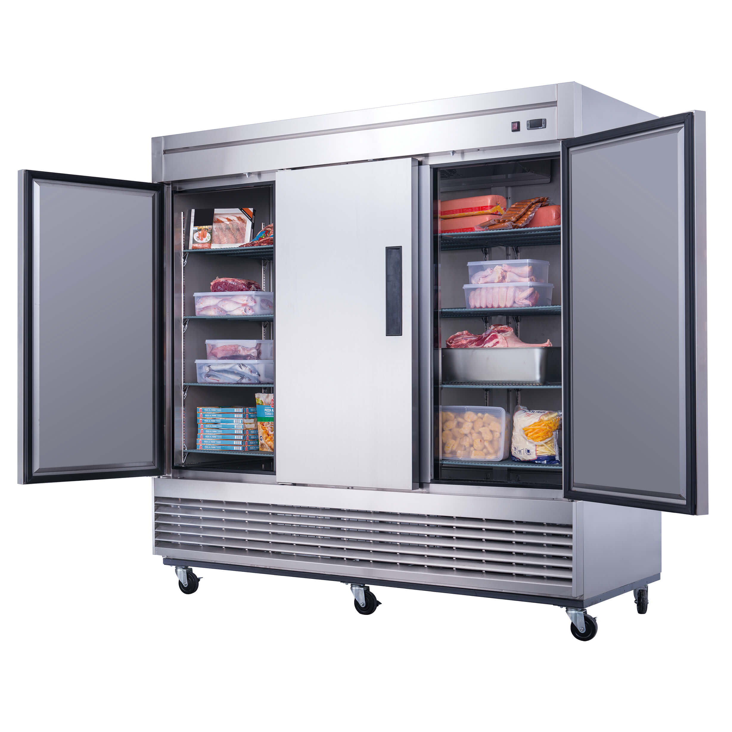 Dukers D83F 3-Door Commercial Freezer - Energy Efficient Upright Deep Freezer for Restaurants, Grocery Stores & Home Use
