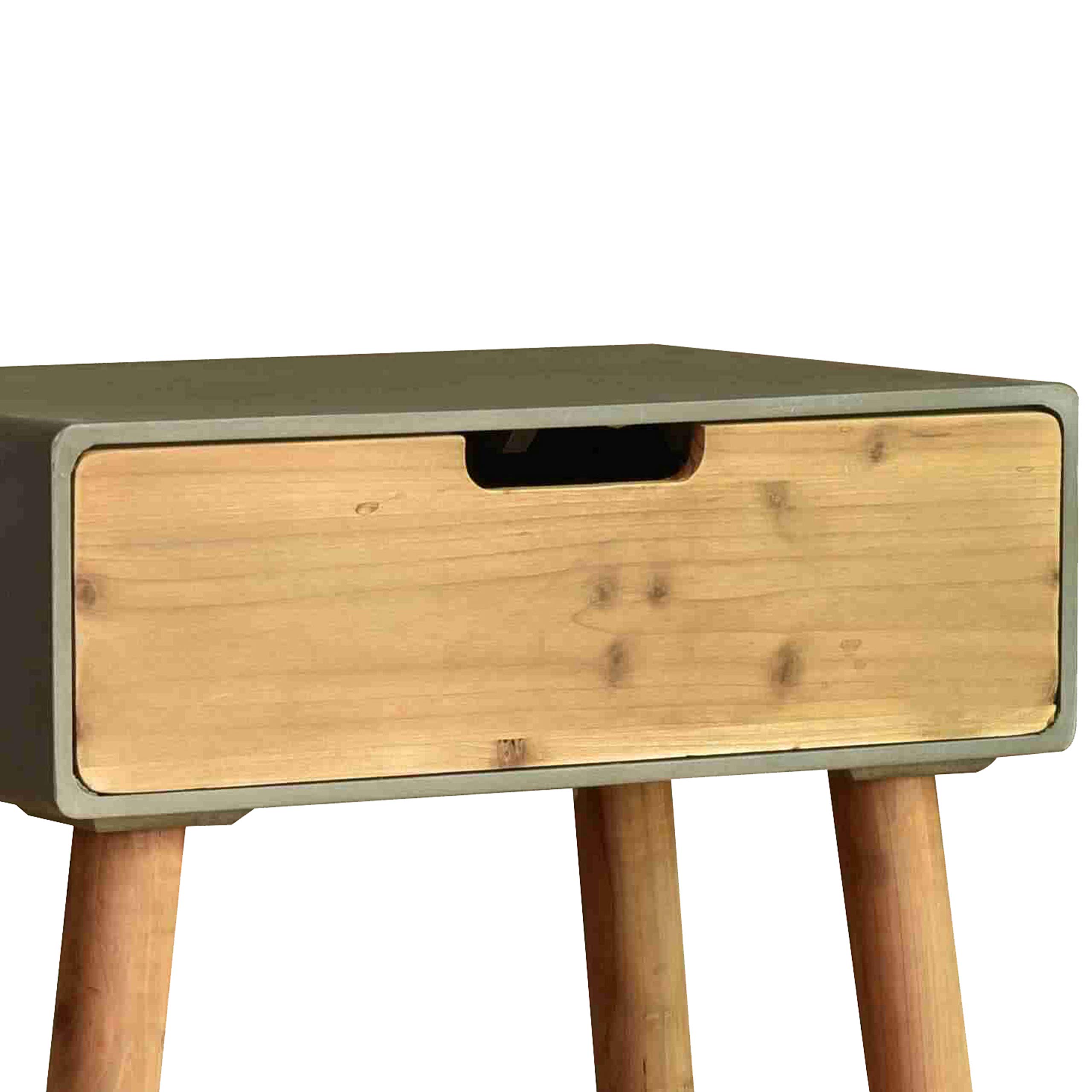 Benjara Wooden Side Table with Tapered Legs & Single Drawer - Gray & Brown End Table for Living Room, Bedroom, or Office - Modern Nightstand with Storage