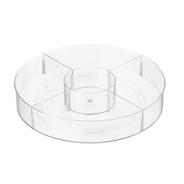 iDesign Divided Turntable - 360° Rotating Spice Organizer for Kitchen Countertop | Perfect for Spices, Makeup, Jewelry & Small Essentials Storage | Durable Plastic Lazy Susan with 8 Compartments | Space-Saving Home Organization Solution
