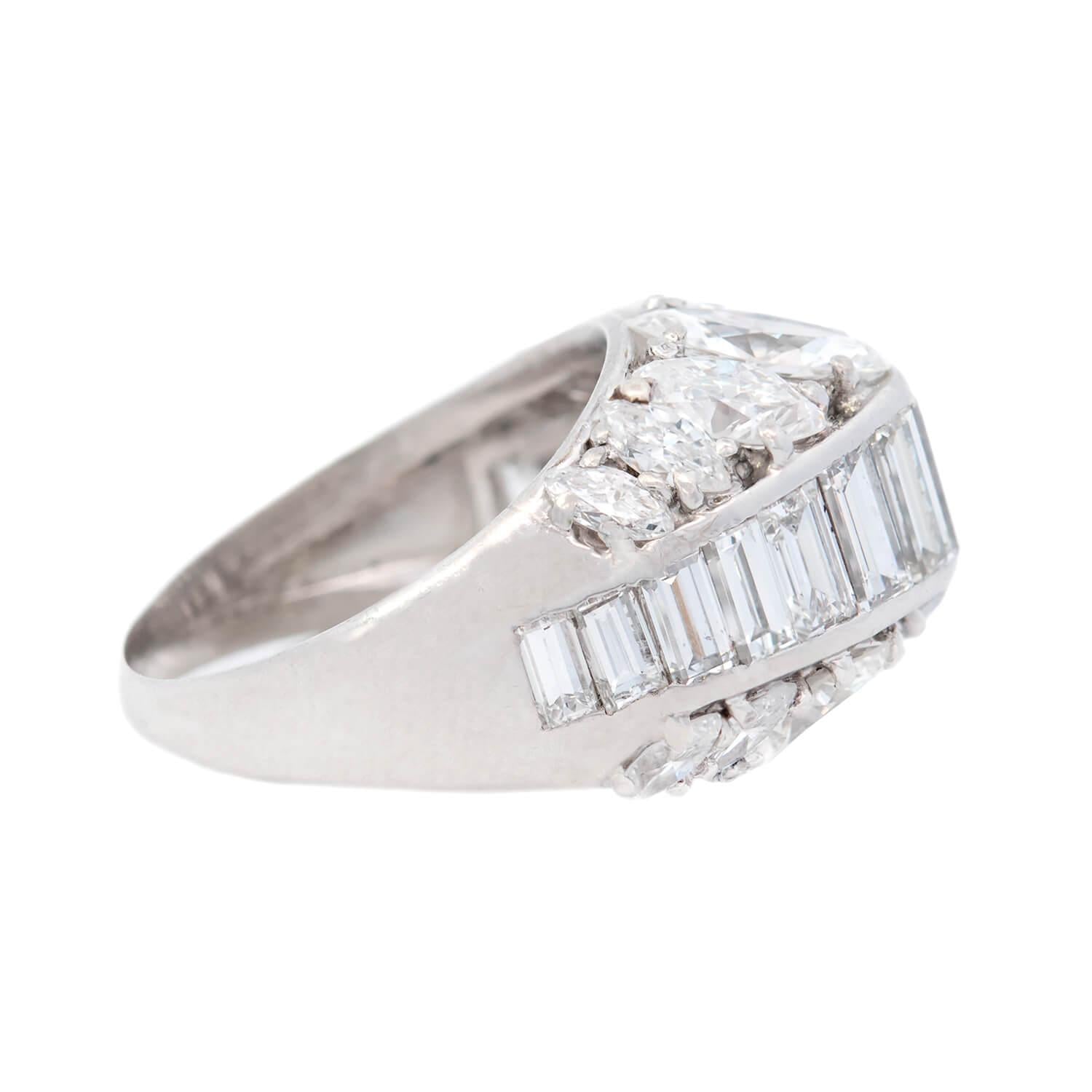 Vintage Cartier Platinum Diamond Pyramid Ring for Women - Luxury Statement Jewelry for Weddings, Anniversaries & Special Occasions