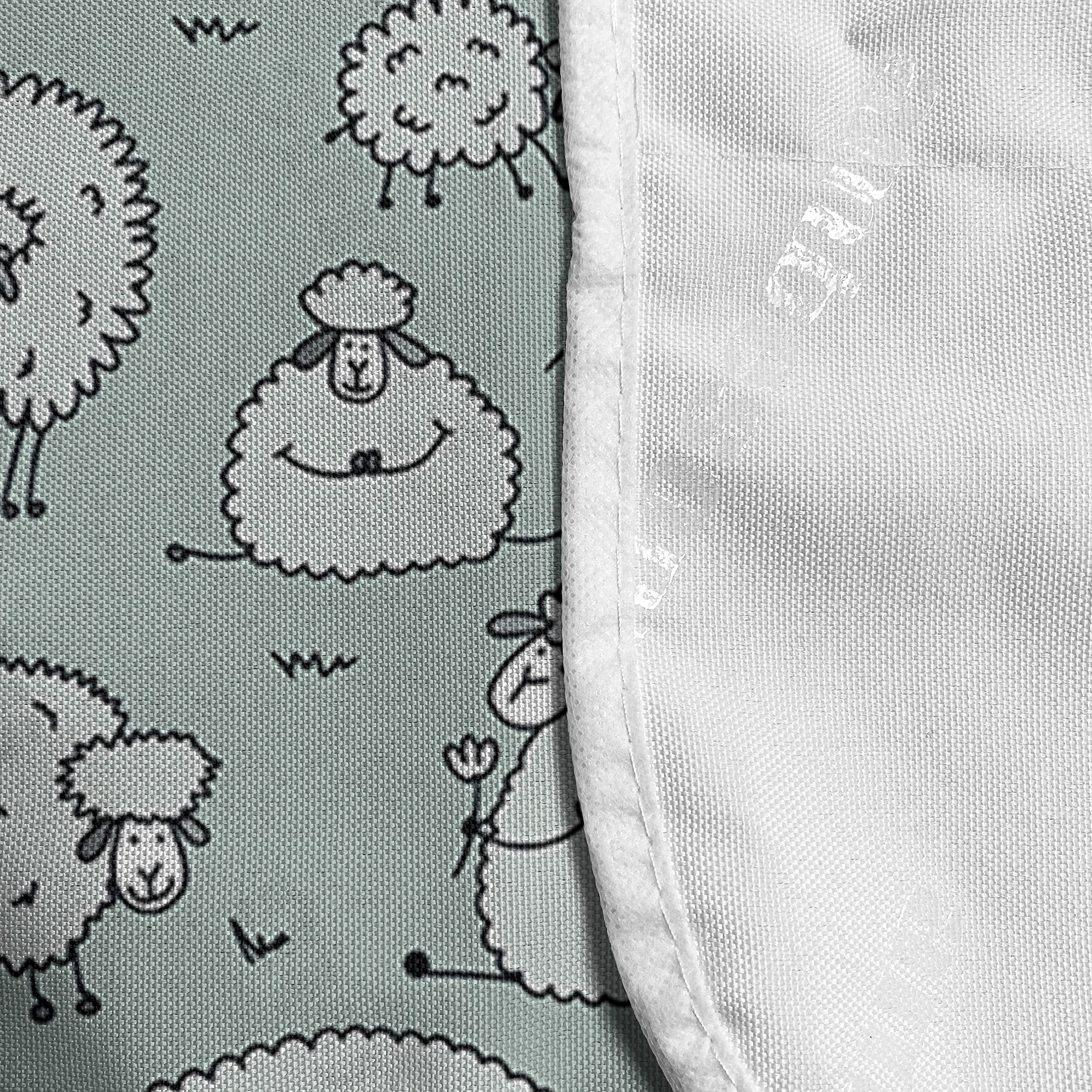 Ambesonne Funny Cartoon Microwave Cover with Sheep Doodle Art - Waterproof Kitchen Organizer with Pockets, 36x12 Inches, Pale Grey Green - Perfect for Microwave Protection & Kitchen Decor