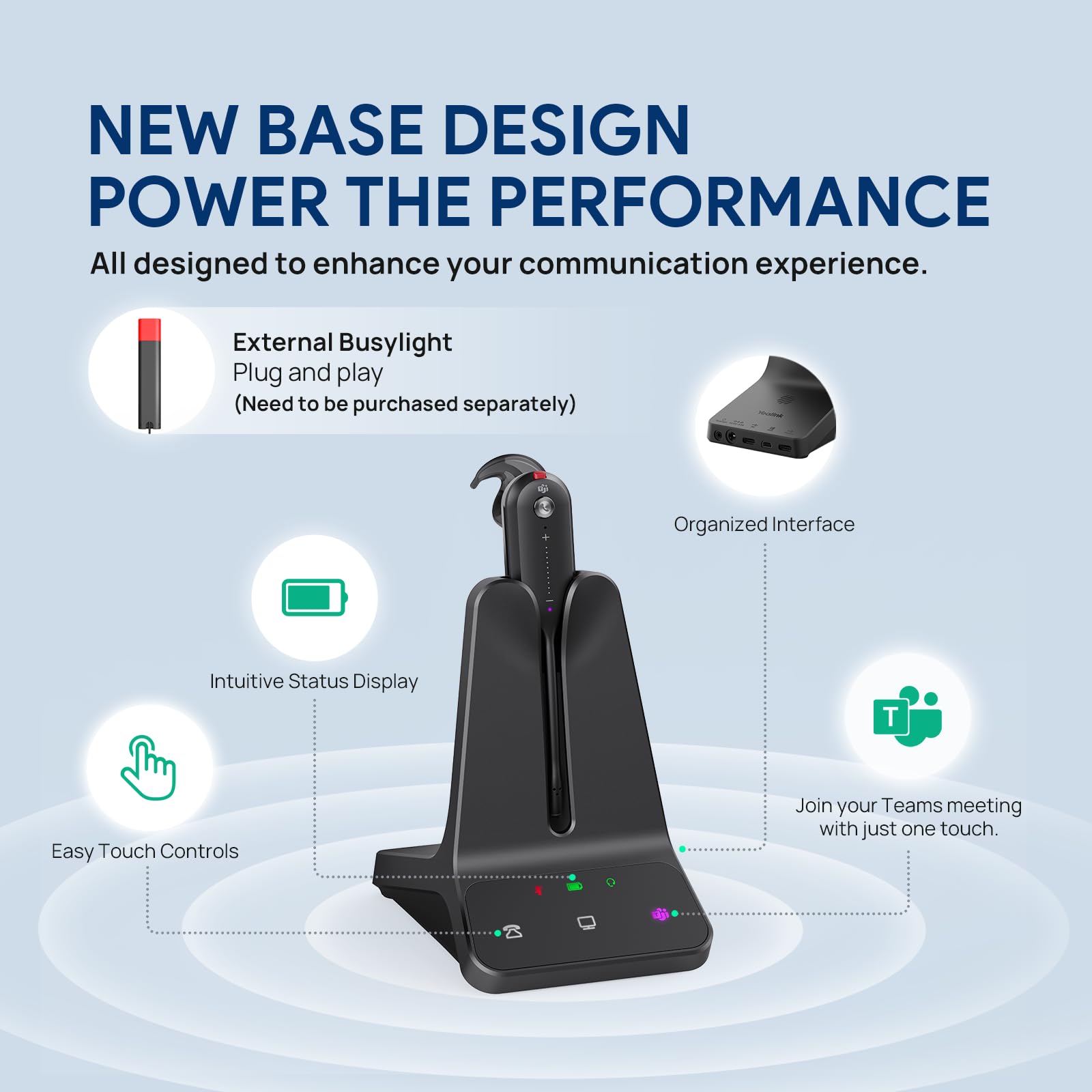 Yealink WH63 E2 DECT Wireless Headset - Teams Certified Mono Office Headset with Noise Cancelling Mic | 607ft Range | 3 Wearing Styles | Compatible with Desk Phones & Computer Softphones | Ideal for Remote Work, Call Centers & Business Communications