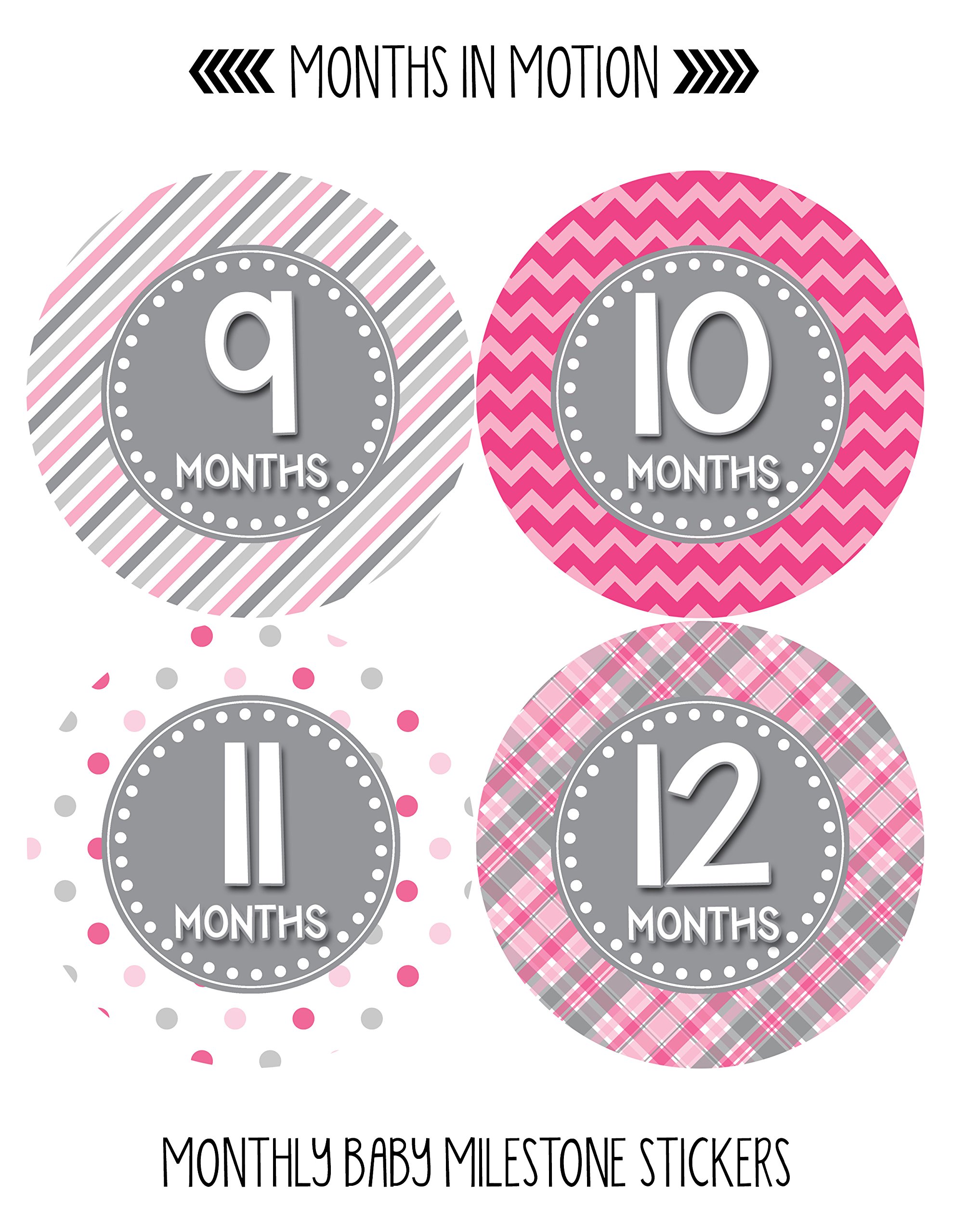Baby Monthly Milestone Stickers for Newborn Girls - Adhesive Photo Props for 1-12 Months - Perfect for Baby Shower Gifts, First Birthday Decor & Memory Books (Style 411)