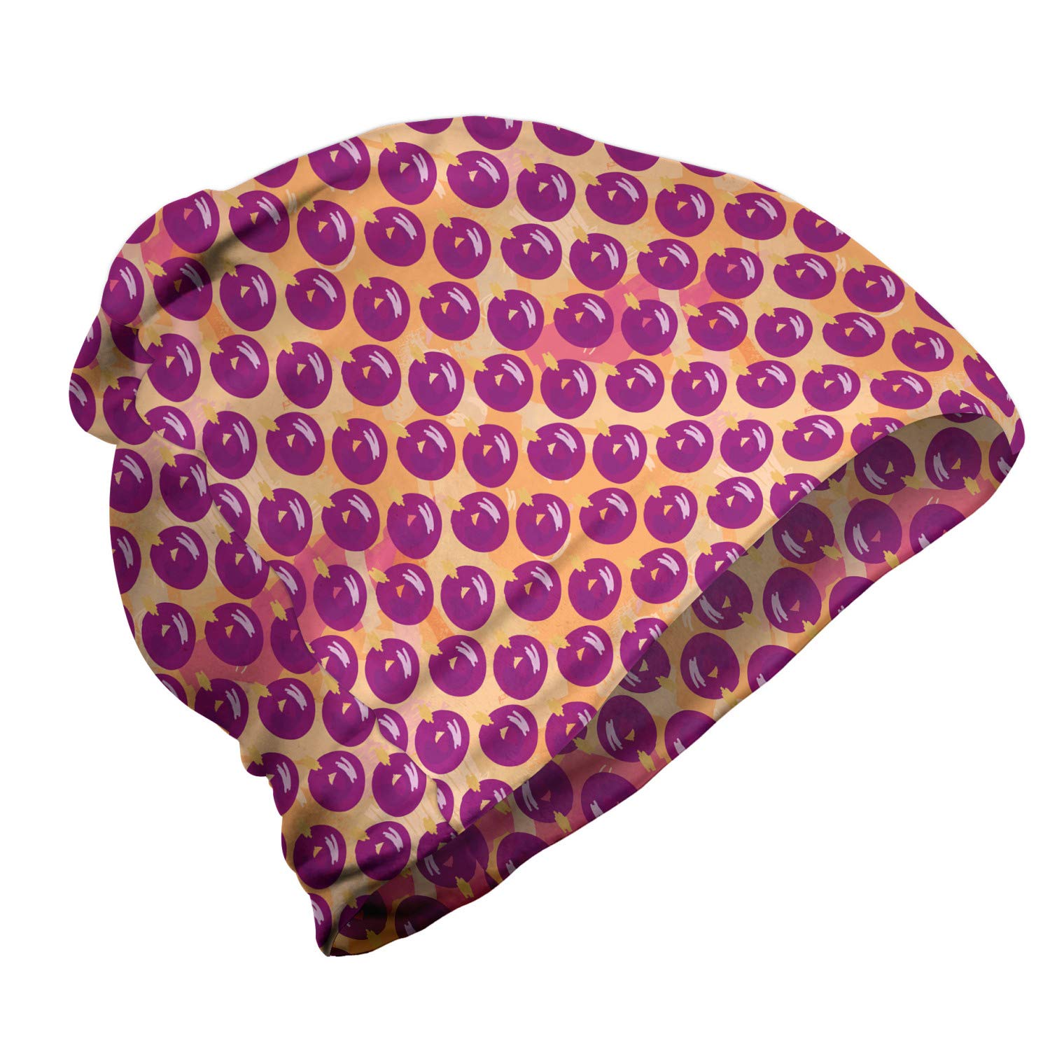 Ambesonne Unisex Beanie - Scribbles Berry Branches Design, Warm Knit Winter Hat for Men & Women, Perfect for Hiking, Camping, and Outdoor Winter Activities