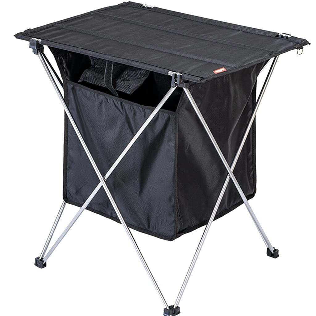 DXIN Portable Folding Camping Table - Lightweight Aluminum Picnic Table for Outdoor, Beach & Travel - Adjustable Height Supports 10-15kg (Black) | Perfect for Camping Trips, Backyard BBQs, Beach Parties & Tailgating