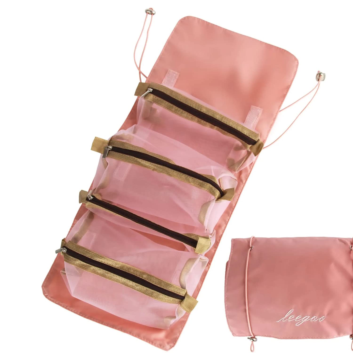 LOCANS 4-in-1 Clear Makeup Bag with Zipper - Large Capacity Cosmetic Organizer for Women, Foldable Travel Makeup Pouch for Brushes & Accessories - Perfect for Travel, Gym & Daily Beauty Storage