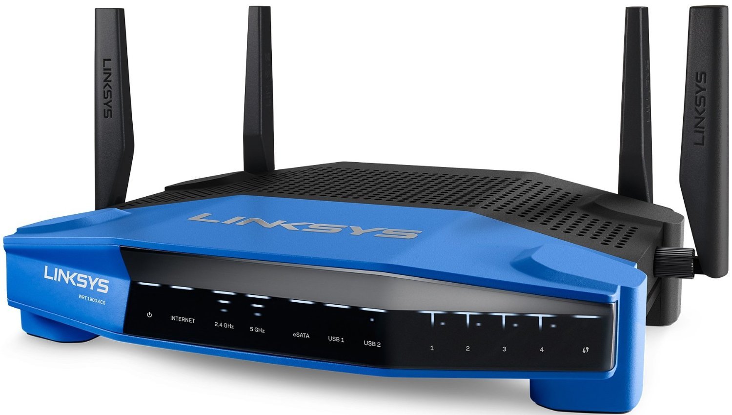 Linksys AC1900 Dual Band Open Source WiFi Wireless Router (WRT1900AC) - High Speed Gigabit Internet, 4 External Antennas, OpenVPN Support - Perfect for Home Office, Gaming & 4K Streaming (Renewed)