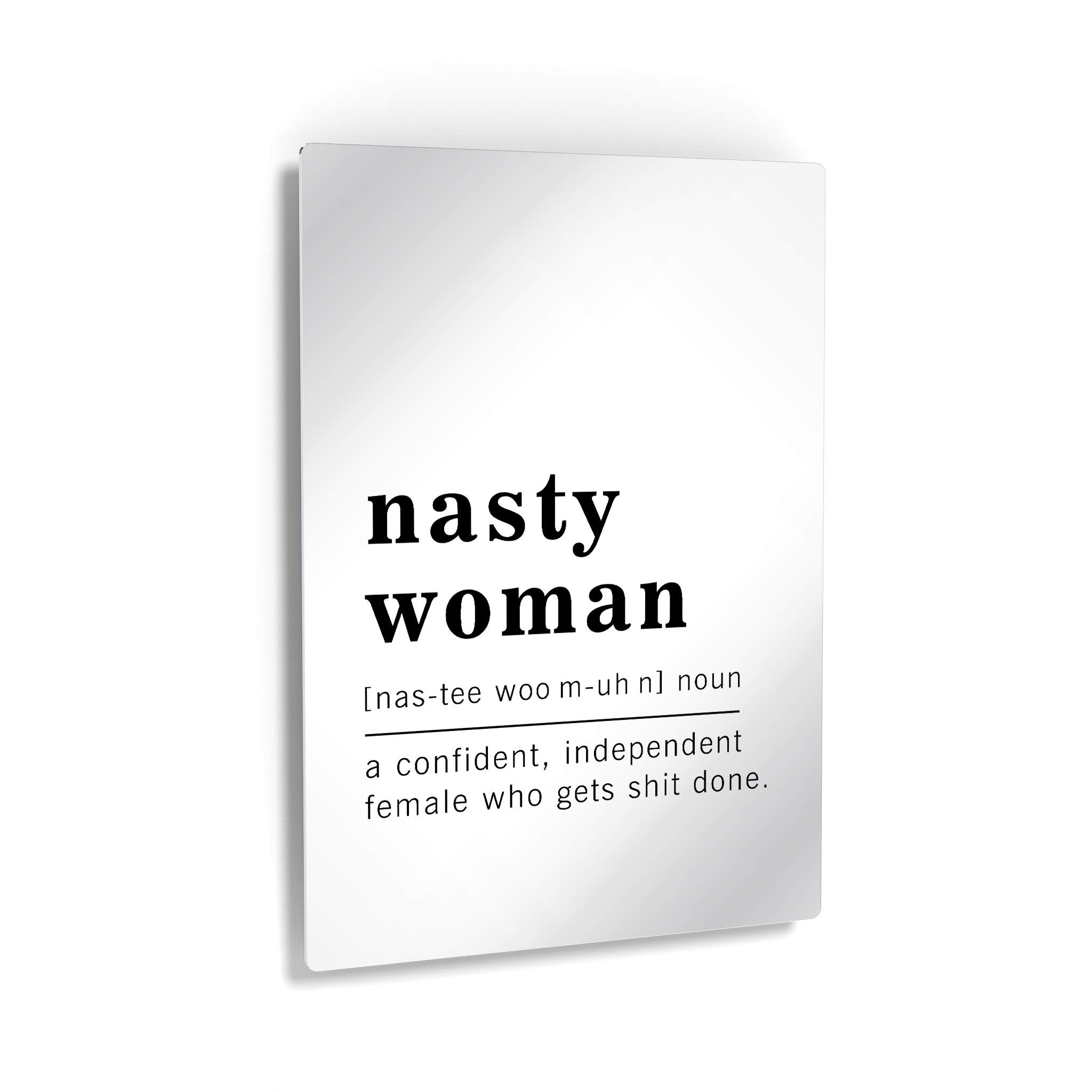 Funny Noun Dictionary Definition of Nasty Woman Metal Print - Inspirational Quote Wall Art for Office, Living Room, Bedroom & Bathroom - Ready to Hang Home Decor (40x30 inches, Made in USA) - Perfect for Feminist Gifts, Women's Empowerment Spaces & Political Humor Decor