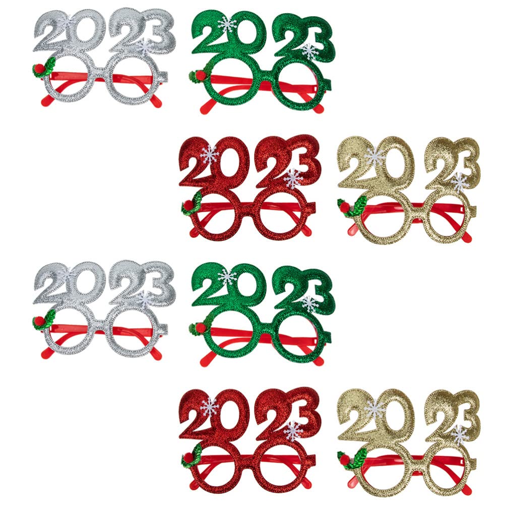 NOLITOY 8Pcs Glitter Snowflake Party Glasses - Plastic Sunglasses for New Year, Christmas & Holiday Celebrations - Assorted Colors for Men & Women - Fun Decorative Goggles for Festive Parties & Events
