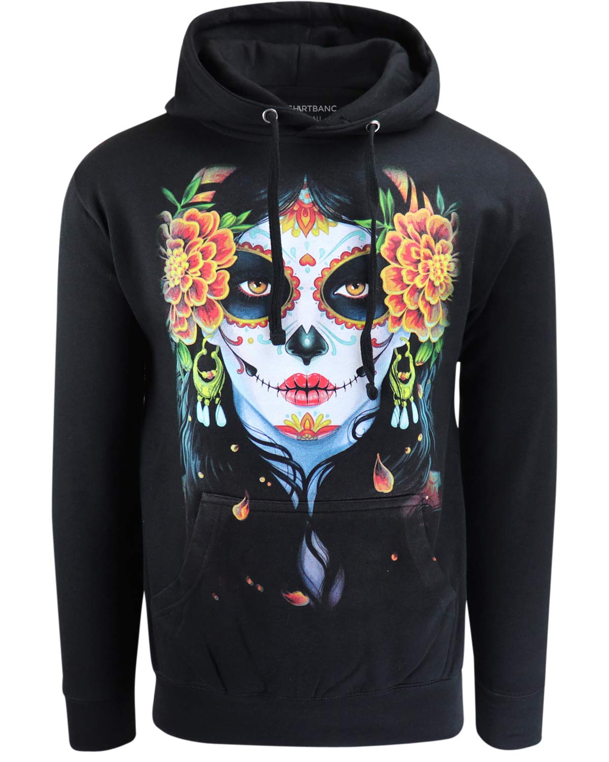 Original Catrina Flowers Hoodie Sweatshirt - Day of the Dead Mexican Rockabilly Style Pullover for Women & Men | Perfect for Halloween, Dia de Muertos Celebrations & Vintage Fashion Lovers