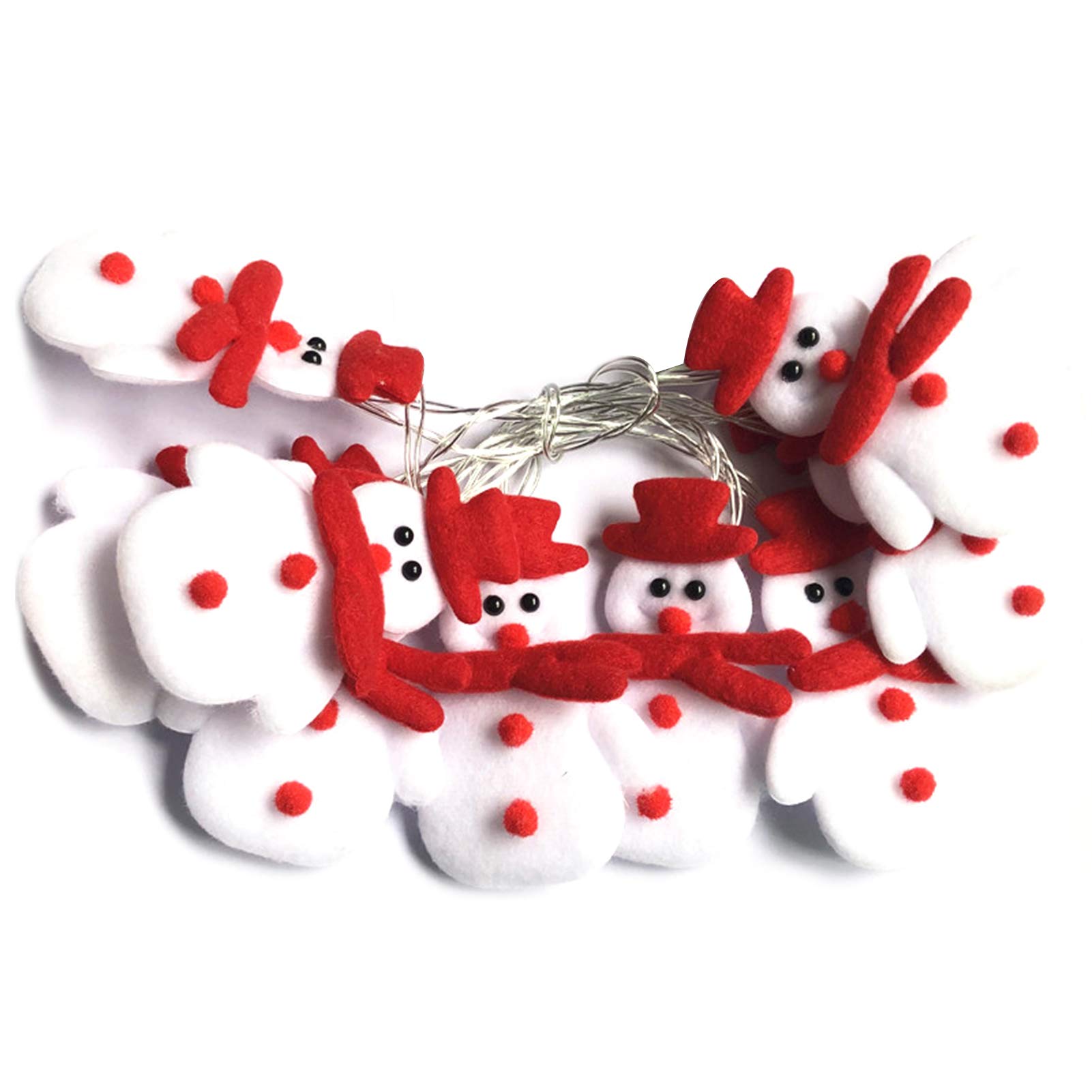 Christmas Snowman LED String Lights - Battery Operated & USB Plug-in with 10 Warm White LEDs - Perfect for Xmas Tree Decor, Holiday Party, Home Window & Outdoor Decoration