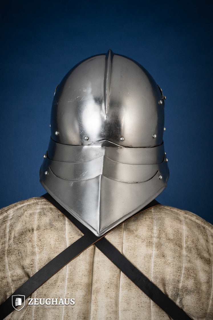 15th Century German Sallet Helmet - 1.6mm Polished Steel Medieval Armor for LARP, Cosplay & Historical Reenactment