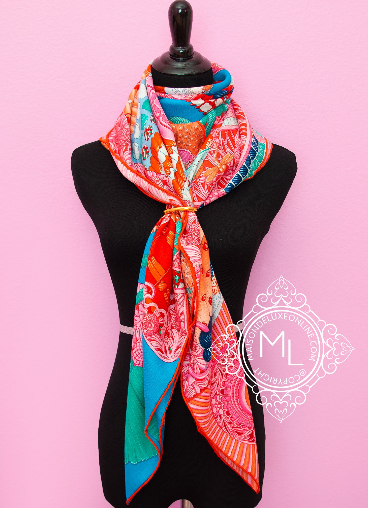 Hermes Parures de Samourais Pink Cashmere 140 GM Shawl Scarf - Luxury Women's Fashion Accessory for Gifts, Parties & Special Occasions