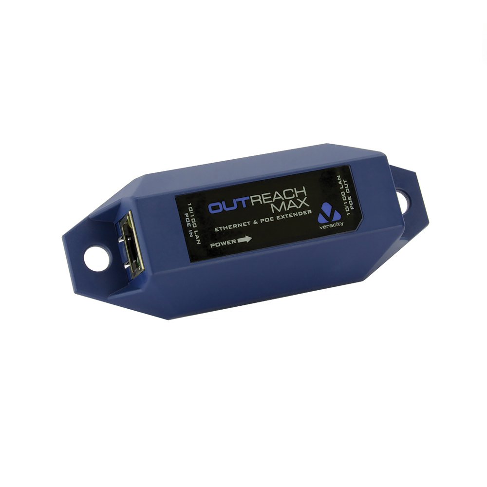 Veracity Outreach Max Ethernet and POE Extender - High-Speed Network Extension for Home & Office, Perfect for Security Cameras, IP Phones, and IoT Devices