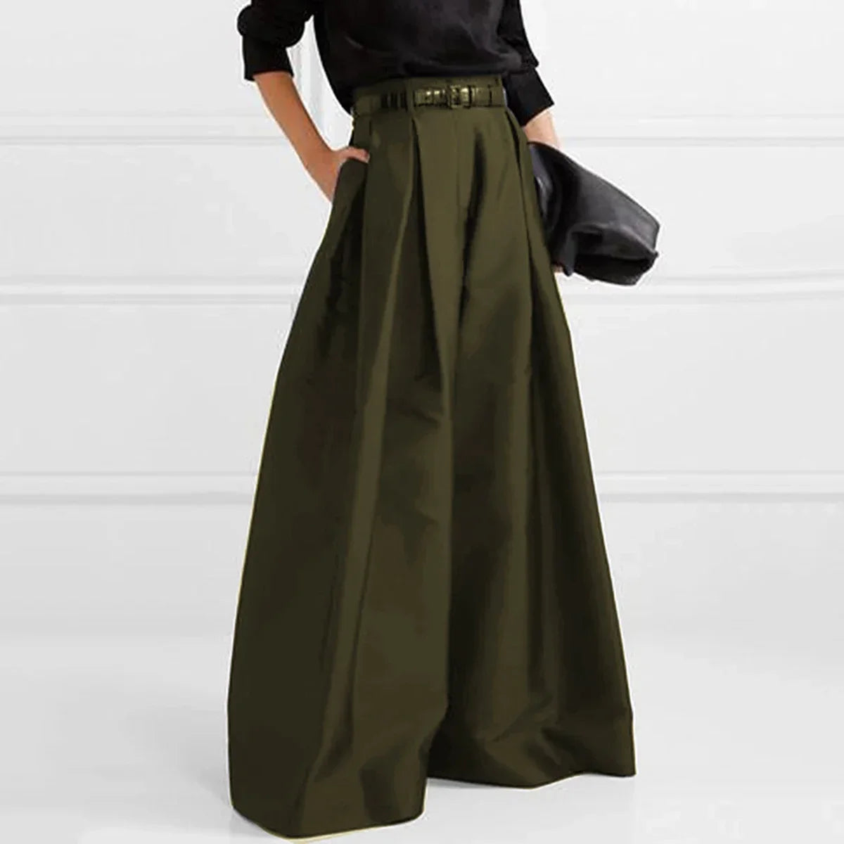 Gymystars Women's Black Wide Leg Pants - High Waisted Loose Baggy Trousers for Summer & Fall | British Style Casual Wear for Yoga, Work & Everyday Outfits
