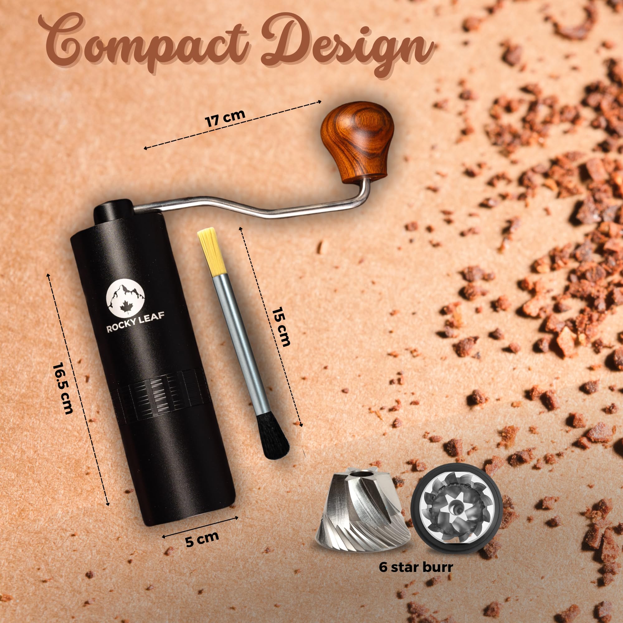 Premium Manual Coffee Grinder - Adjustable Stainless Steel Burr Mill with 25g Capacity for Espresso, French Press & Drip Coffee | Perfect for Home, Office & Travel | Includes Cleaning Brush