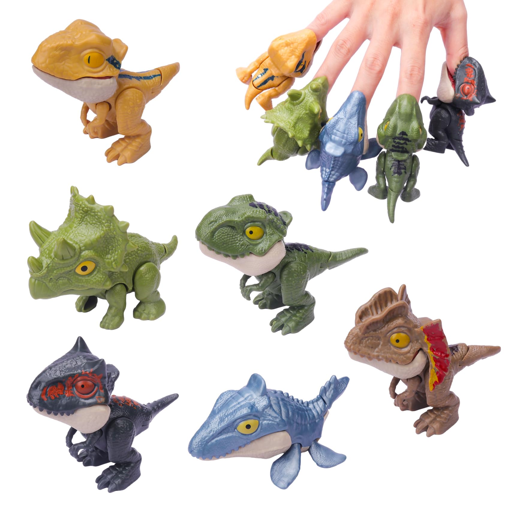 6PCS Biting Finger Dinosaurs Toy Set - Snap Squad Dino Collectibles for Kids 3+ | Fun Dinosaur Party Favors, Birthday Gifts & Easter Egg Fillers | Perfect for Playtime, Decorations & Dino-Themed Events