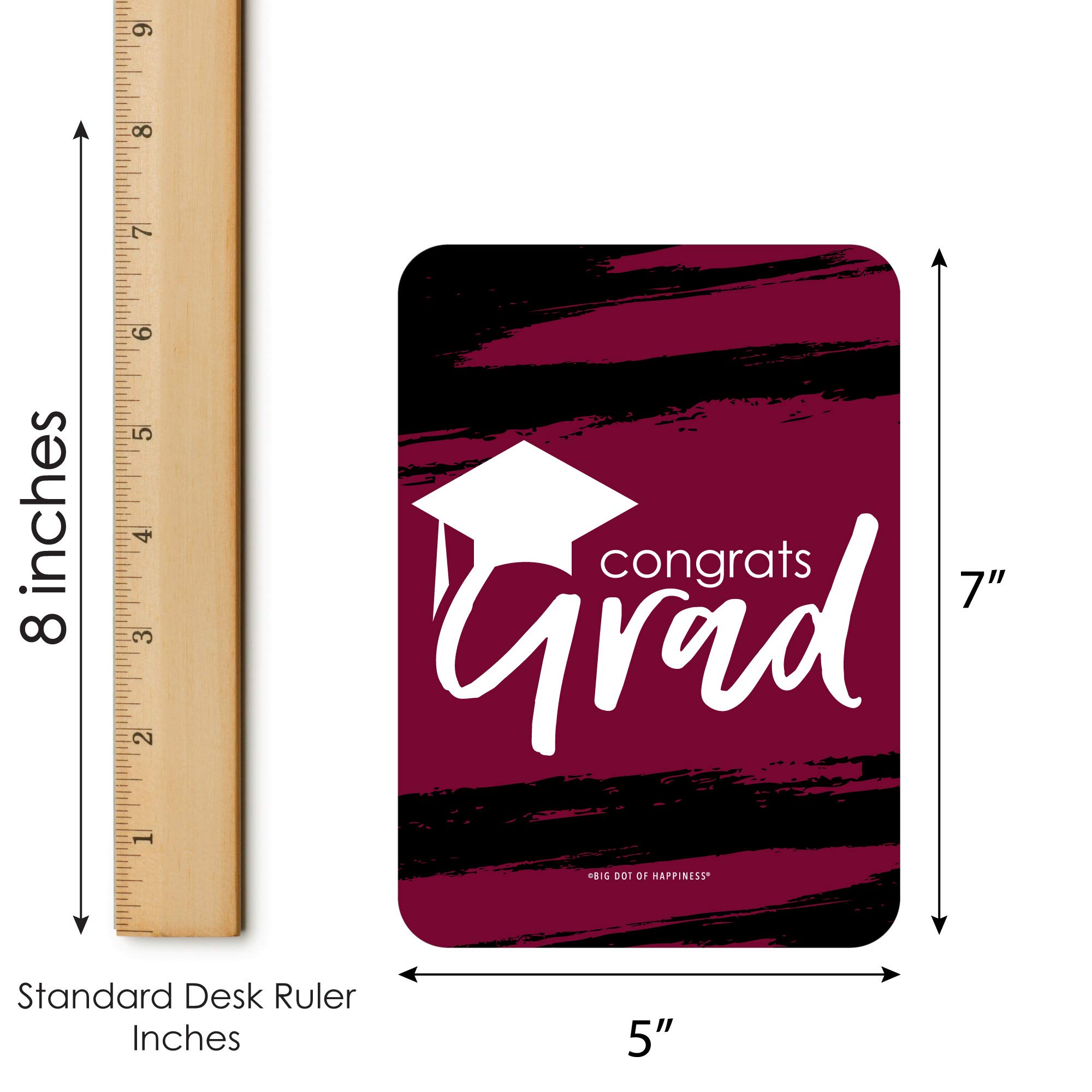 Big Dot of Happiness Maroon Graduation Bingo Game Set - 18 Burgundy 'Best is Yet to Come' Themed Bingo Cards with Markers - Perfect for Graduation Parties, School Events & Family Game Nights