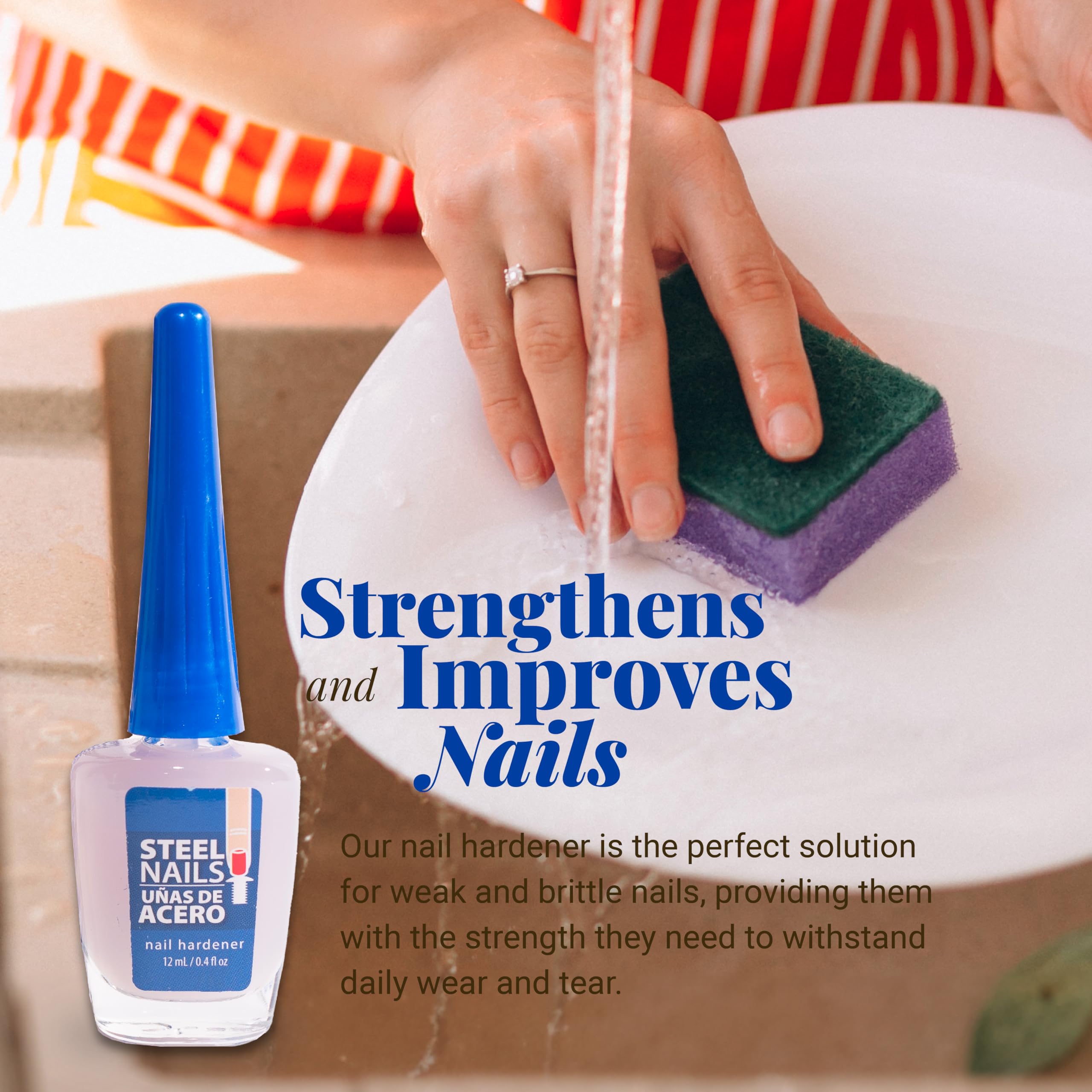 Premium Steel Nails Strengthener & Clear Nail Polish - Keratin Treatment for Damaged Nails Repair, Growth & Hardening | Extra Strength Formula for Brittle & Weak Nails | Perfect for Salon-Quality Manicures & DIY Nail Care at Home
