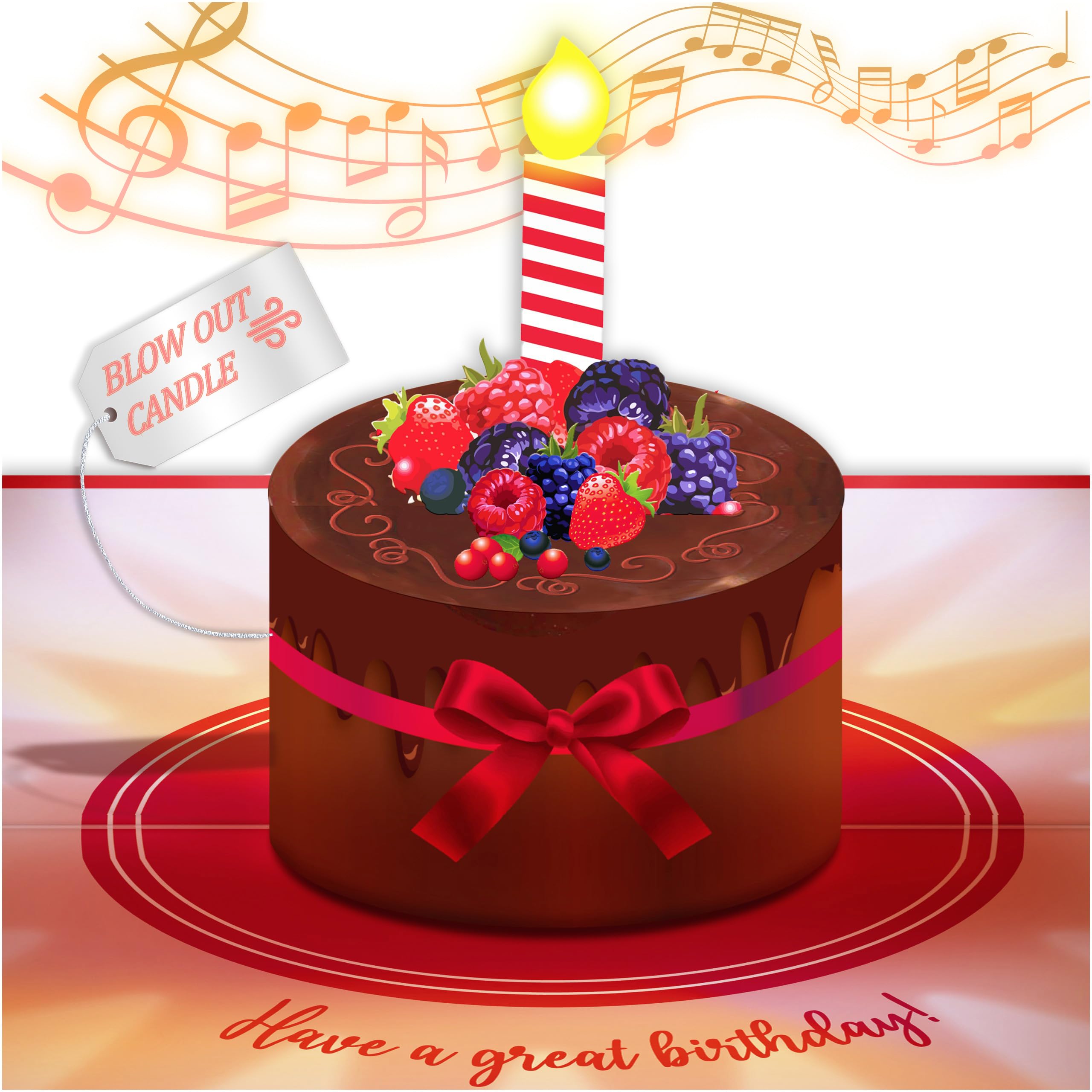 100 GREETINGS Musical Birthday Cards with LED Lights - Pop Up Birthday Card for Mom, Son, Women & Men (Brown Cake Design) - Perfect for Birthday Parties, Surprise Gifts & Special Celebrations