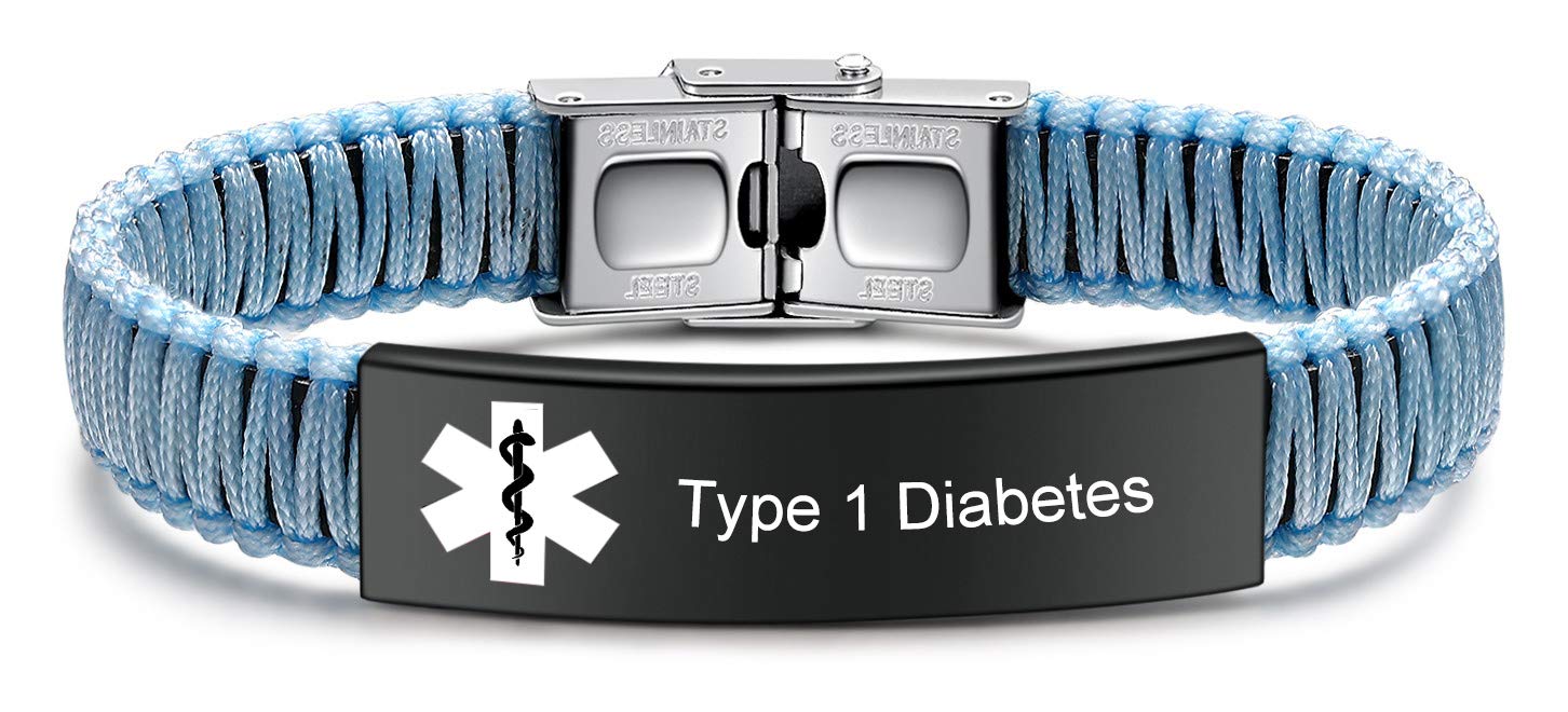 Diabetes Medical Alert ID Bracelet for Women & Men - Adjustable Handmade Nylon Braided Emergency Medical Bracelet - Perfect for Daily Wear, Travel & Emergency Situations