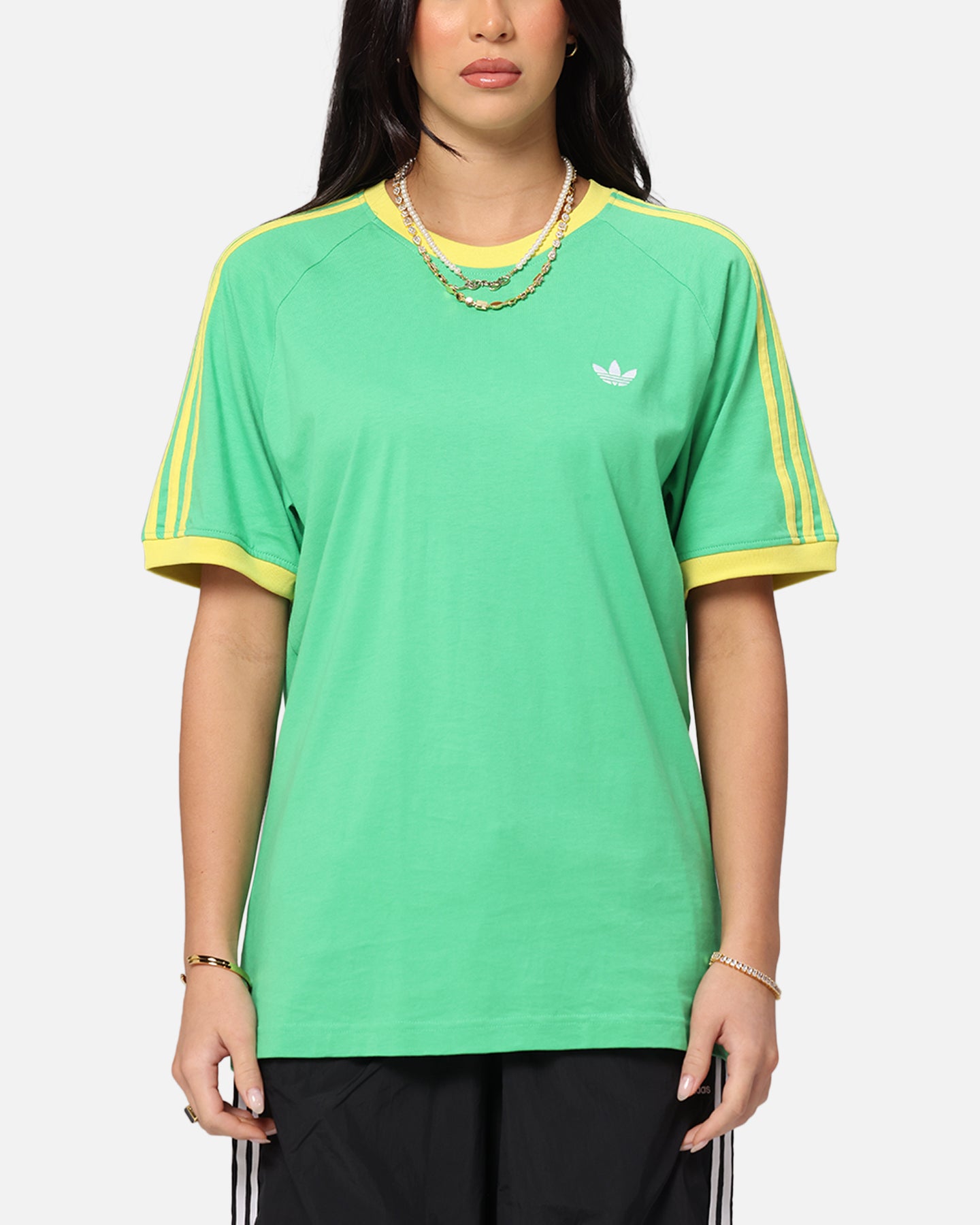 Adidas Monogram Cali T-Shirt for Men - Green Cotton Short Sleeve Tee - Casual Streetwear & Gym Wear