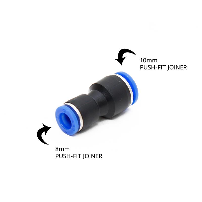10mm to 8mm Push Fit Straight Connector - Quick Connect Plumbing Fitting for Water Pipes, Air Lines & DIY Projects