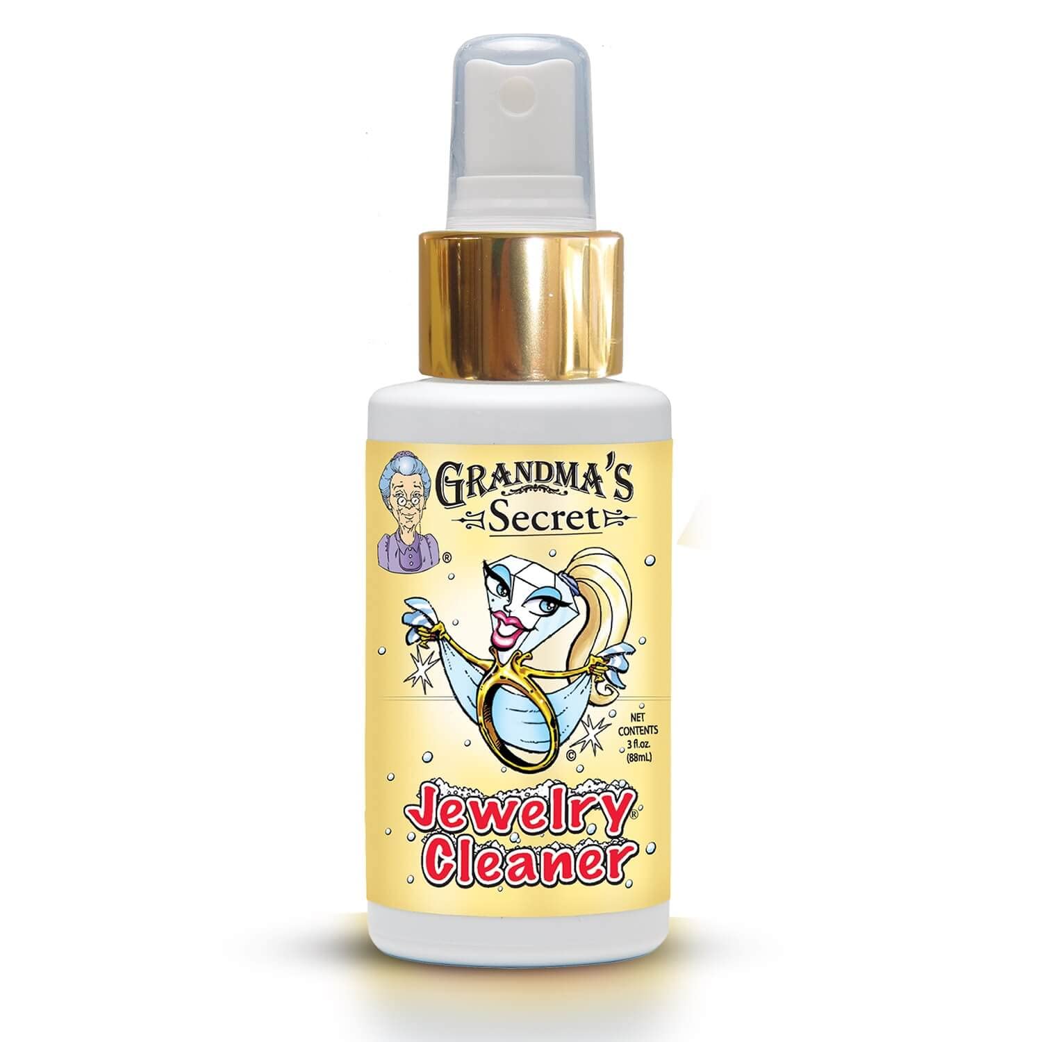 Grandma's Secret Jewelry Cleaner - Safe & Effective Gold & Silver Jewelry Cleaner Solution | Non-Toxic, Chemical-Free Formula | Anti-Tarnish Spray for Rings, Necklaces & Watches | Perfect for Home, Office & Travel | 3 oz Jewelry Cleaning Liquid