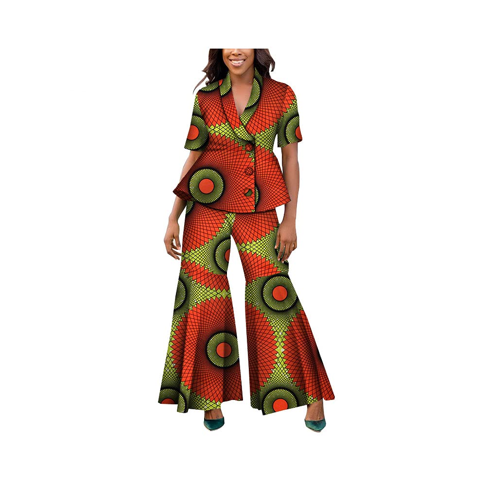 BAZINRICHE Women's African Print Ankara Top and Pants Set - 2 Piece Outfit for Casual Wear, Parties & Cultural Events