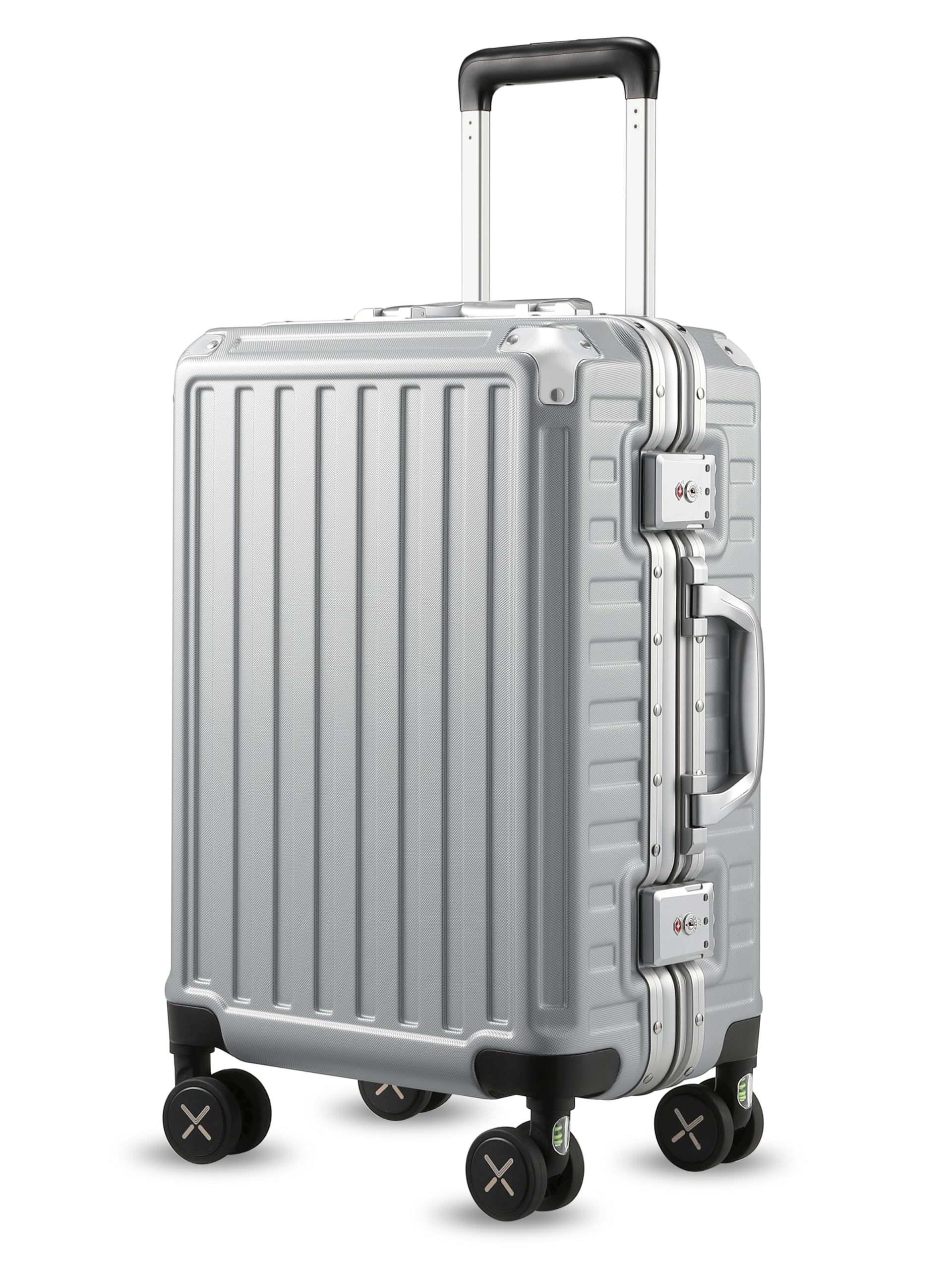 LUGGEX 20 Inch Zipperless Spinner Luggage - Lightweight Polycarbonate Aluminum Hard Shell Carry On Suitcase for Travel (Silver Grey) | Perfect for Business Trips & Weekend Getaways