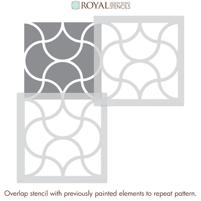 Osaka Scallops Tile Stencil - Reusable DIY Wall & Floor Stenciling Kit for Home Decor, Bathroom, Kitchen Backsplash - Perfect for Painting Patterns on Ceramic, Concrete & Wood Surfaces